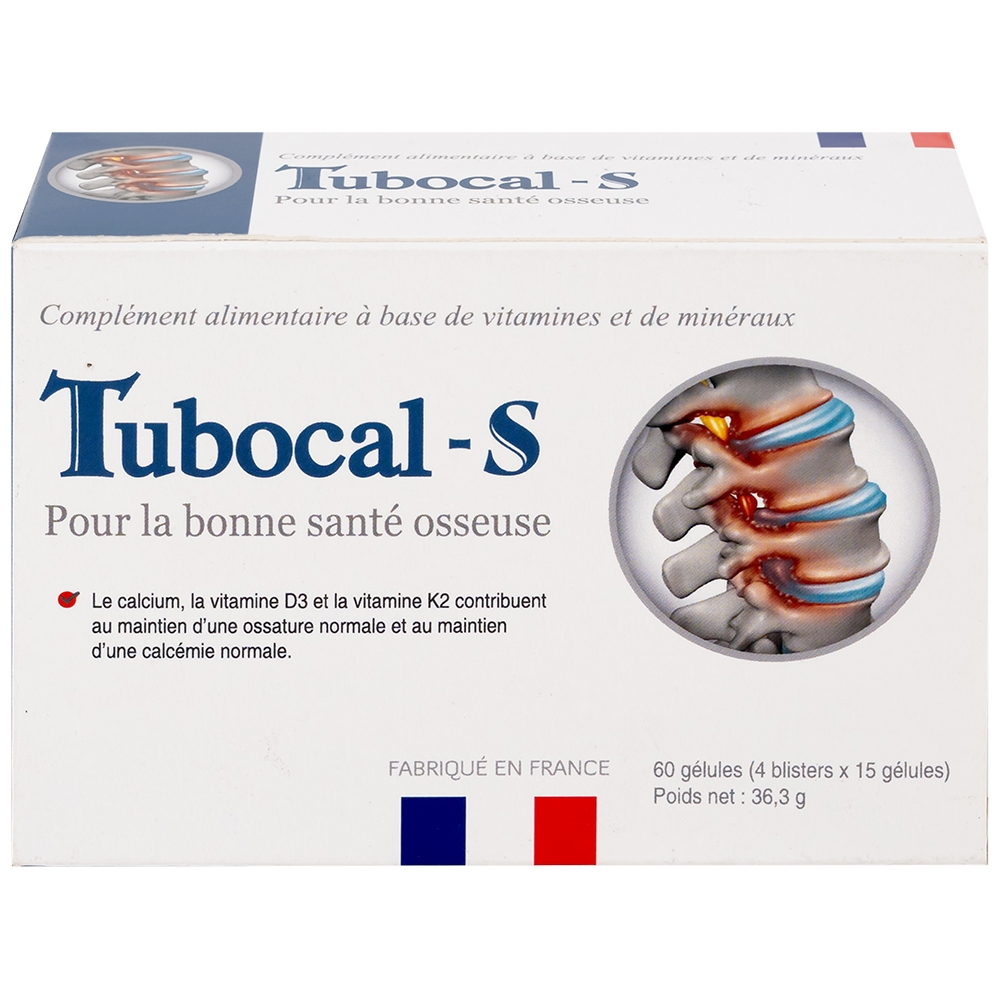 Hình ảnh Viên uống Tubocal-S Lustrel bổ sung canxi, vitamin D3 và vitamin K2, giúp xương và răng chắc khỏe (4 vỉ x 15 viên)