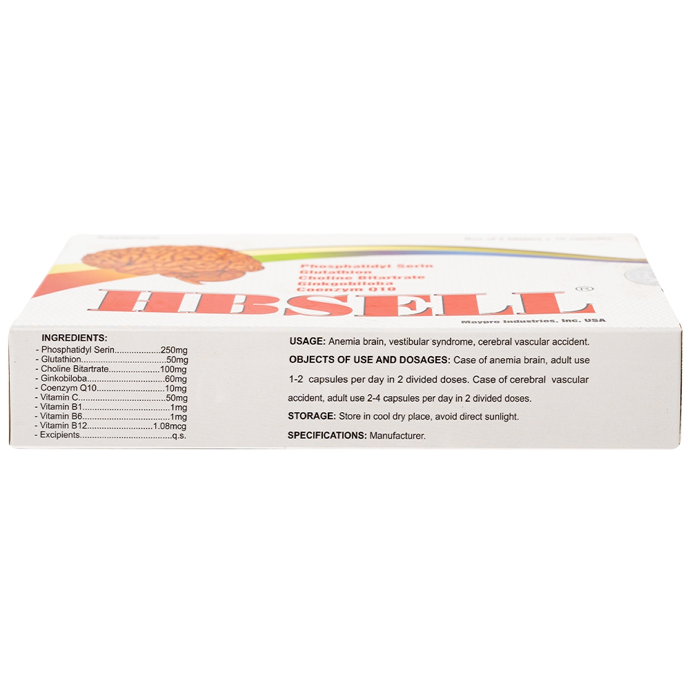 Hình ảnh Viên uống Hbsell Maypro tăng cường lưu thông máu não, giảm thiểu năng tuần hoàn não (2 vỉ x 10 viên)