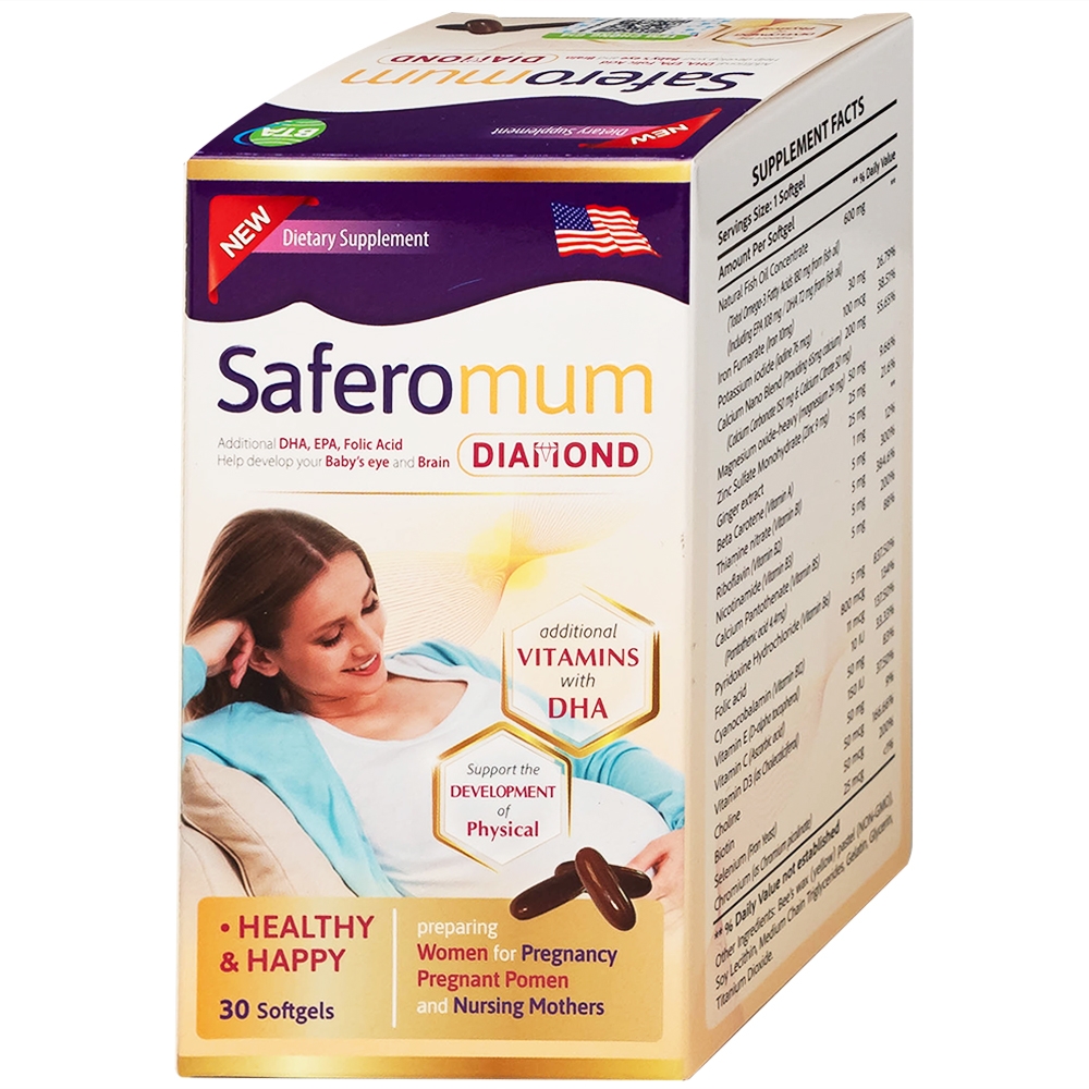Hình ảnh Viên uống Saferomum Diamond AVA Pharmaceutical bổ sung DHA, EPA và một số vitamin, khoáng chất (30 viên)