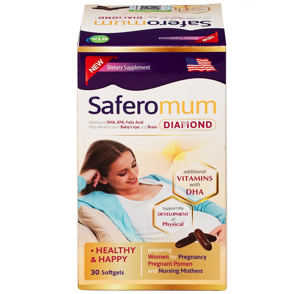 Hình ảnh Viên uống Saferomum Diamond AVA Pharmaceutical bổ sung DHA, EPA và một số vitamin, khoáng chất (30 viên)