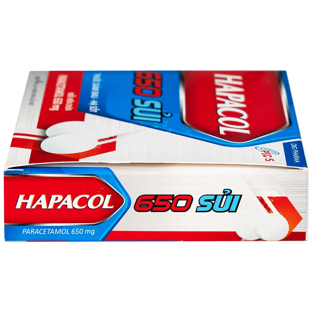 Hình ảnh Viên sủi Hapacol 650 DHG điều trị các cơn đau có cường độ nhẹ đến trung bình và sốt (4 vỉ x 4 viên)