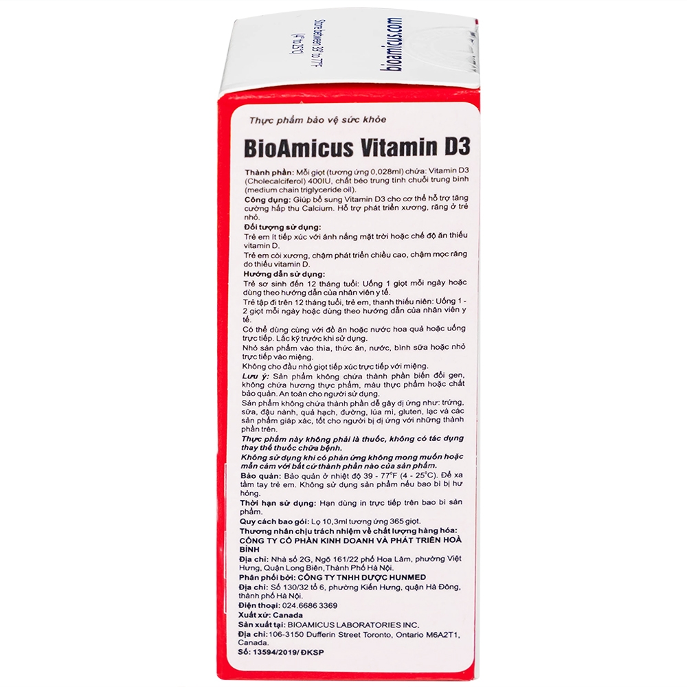 Hình ảnh Dung dịch BioAmicus Vitamin D3 10.3ml bổ sung vitamin D3, hỗ trợ phát triển xương