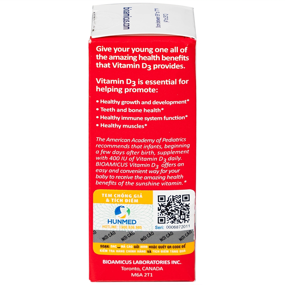 Hình ảnh Dung dịch BioAmicus Vitamin D3 10.3ml bổ sung vitamin D3, hỗ trợ phát triển xương