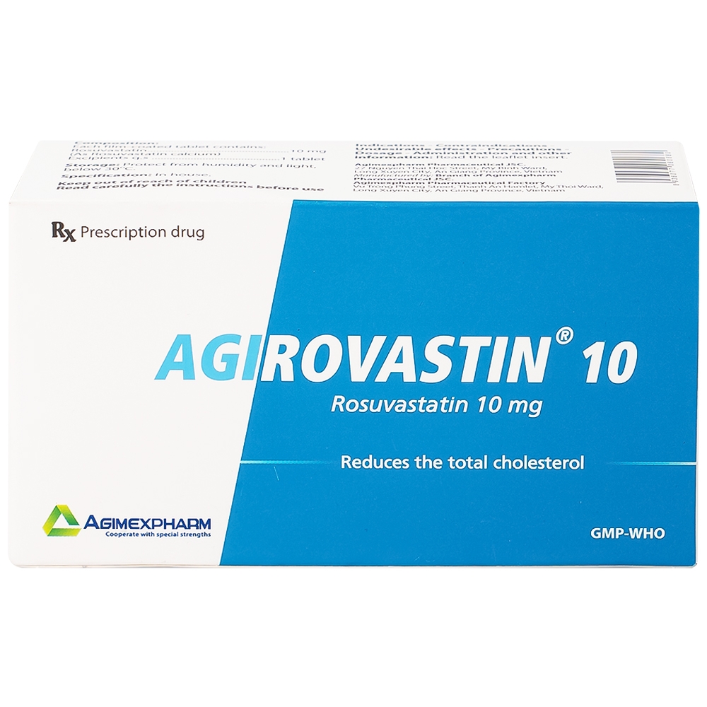 Hình ảnh Thuốc Agirovastin 10 Agimexpharm điều trị tăng cholesterol máu (6 vỉ x 10 viên)