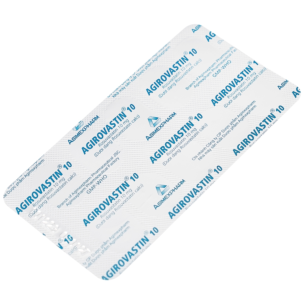 Hình ảnh Thuốc Agirovastin 10 Agimexpharm điều trị tăng cholesterol máu (6 vỉ x 10 viên)