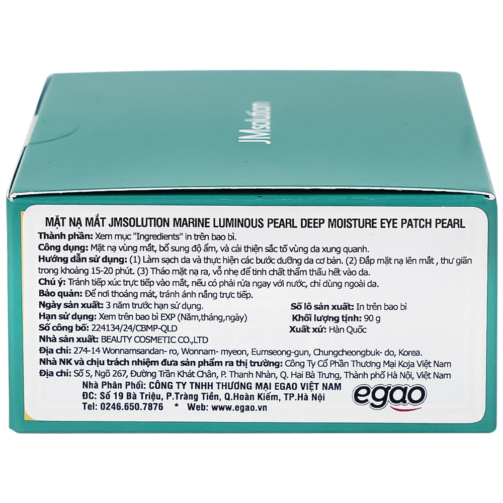 Hình ảnh Mặt nạ mắt JMsolution Marine Luminous Pearl Deep Moisture Eye Patch Pearl bổ sung độ ẩm và cải thiện sắc tố da (90g)