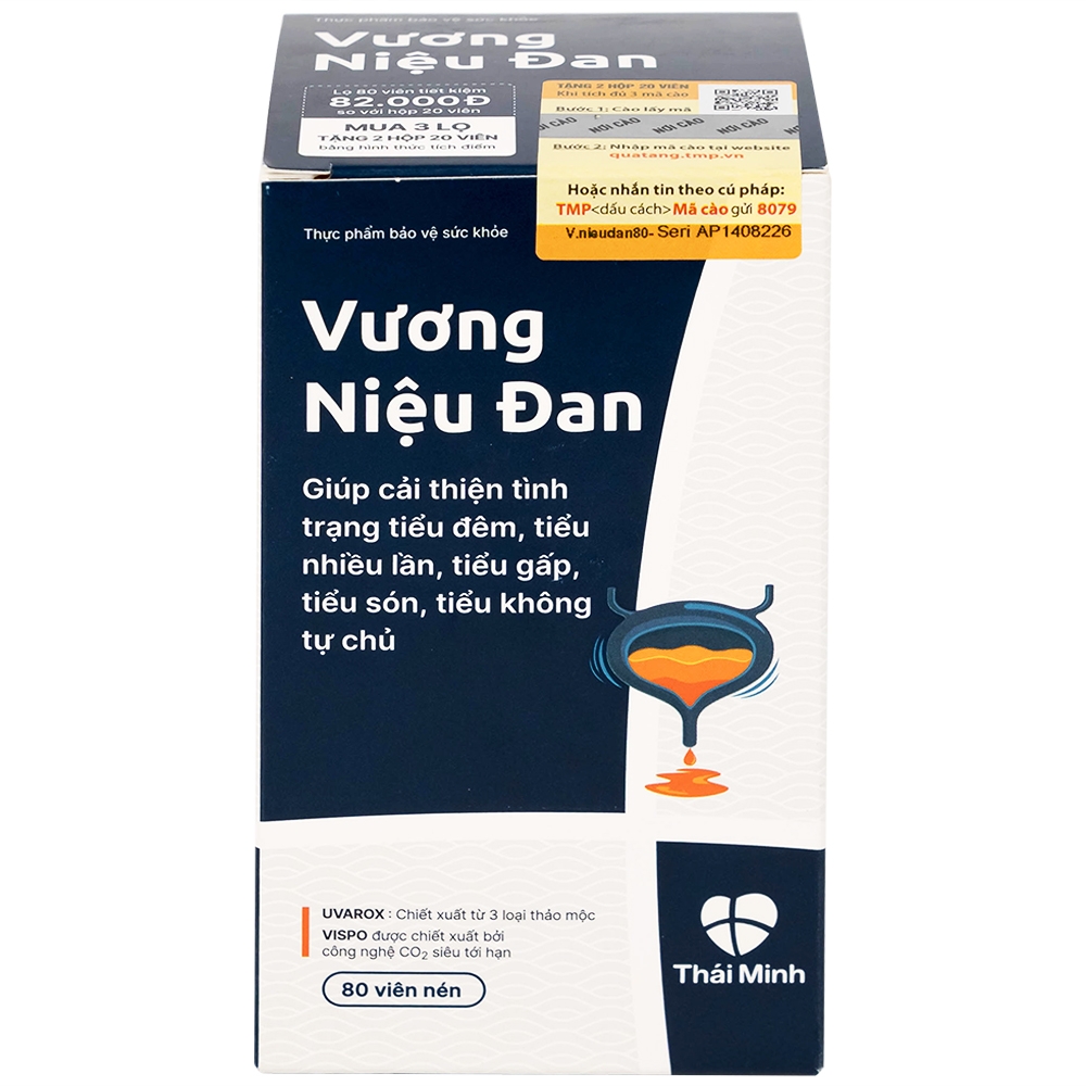 Hình ảnh Viên nén Vương Niệu Đan Thái Minh hỗ trợ giảm tình trạng tiểu đêm, tiểu nhiều lần, tiểu gấp (80 viên)