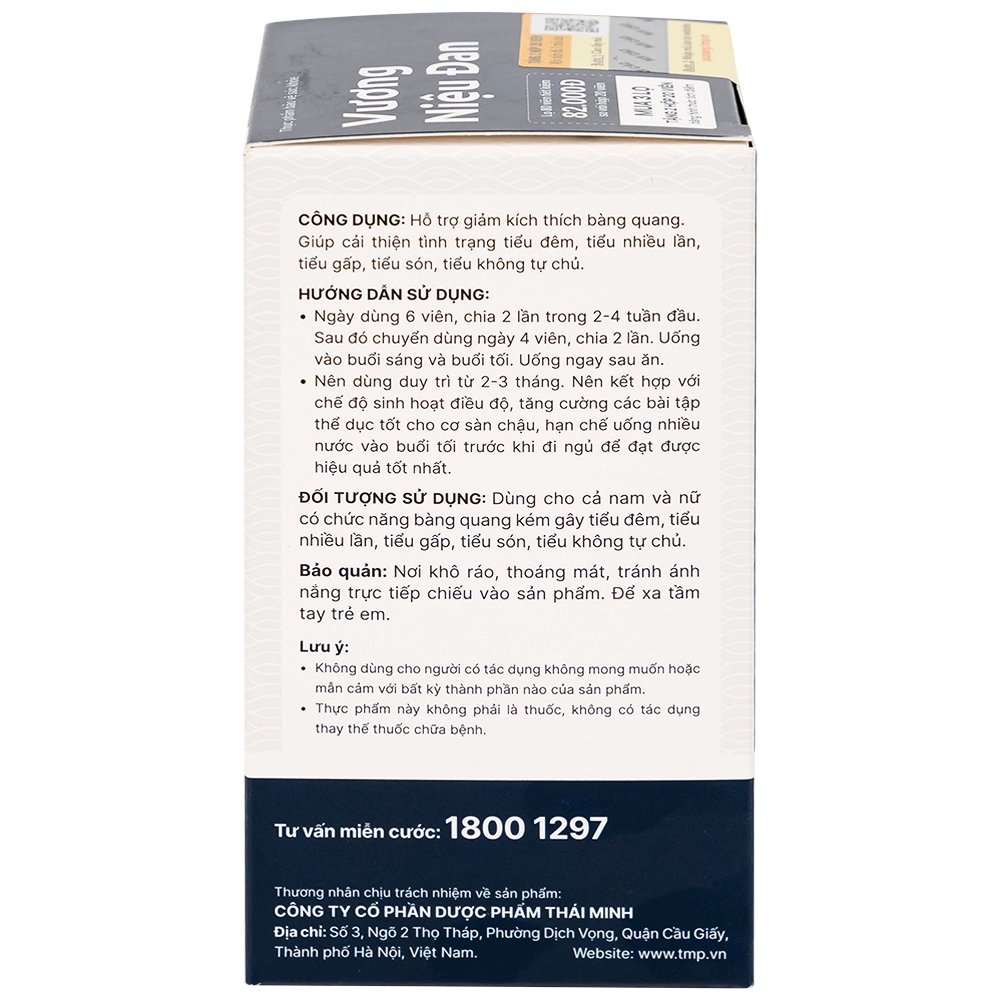 Hình ảnh Viên nén Vương Niệu Đan Thái Minh hỗ trợ giảm tình trạng tiểu đêm, tiểu nhiều lần, tiểu gấp (80 viên)
