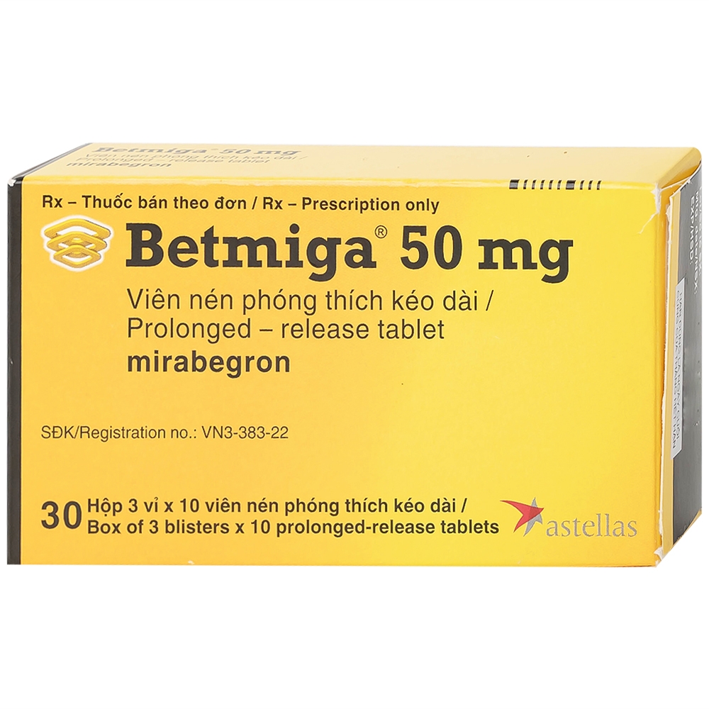 Hình ảnh Thuốc Betmiga 50mg Astellas điều trị triệu chứng tiểu gấp (3 vỉ x 10 viên)