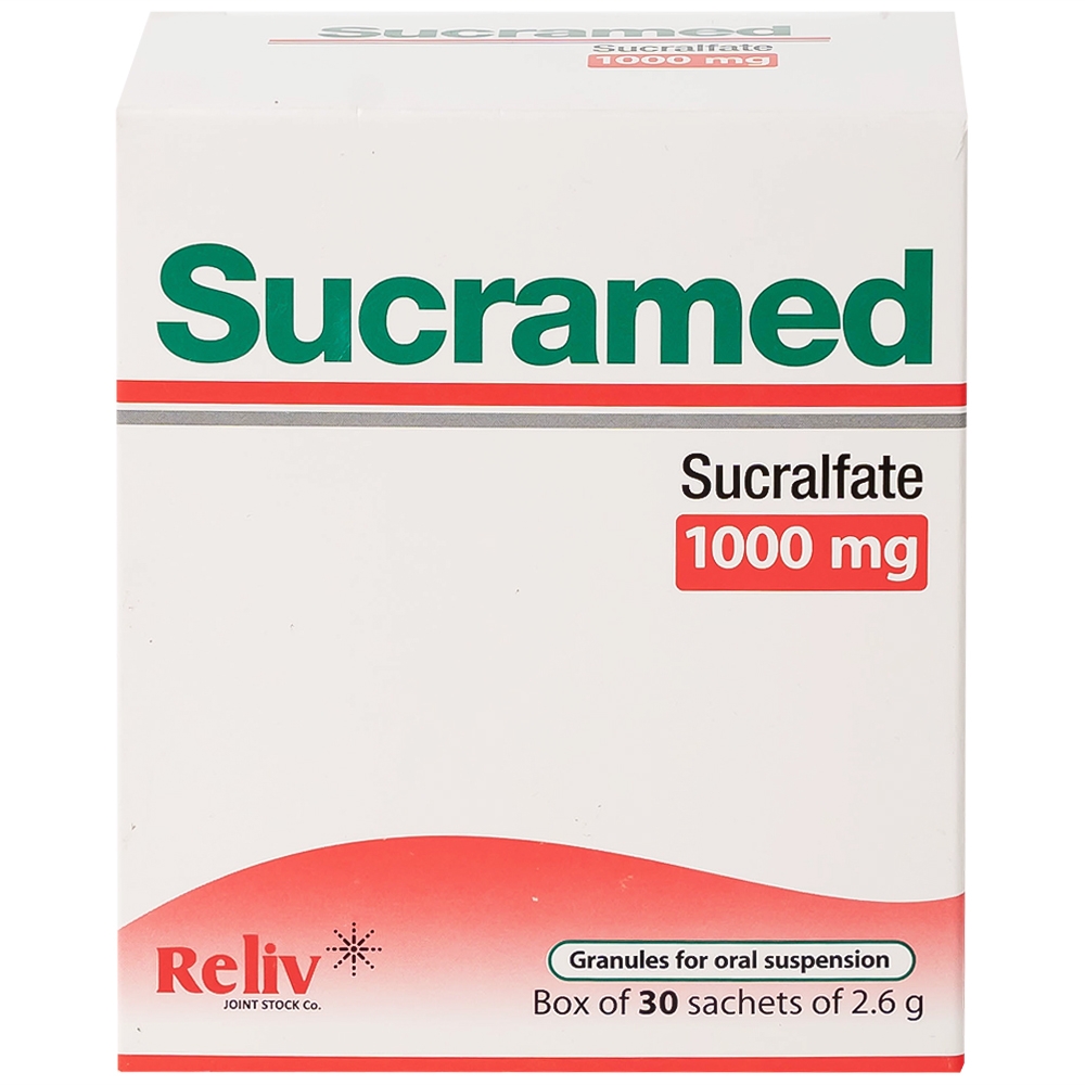Hình ảnh Thuốc cốm pha hỗn dịch uống Sucramed Sucralfat 1000mg Reliv điều trị loét dạ dày và tá tràng (30 gói)