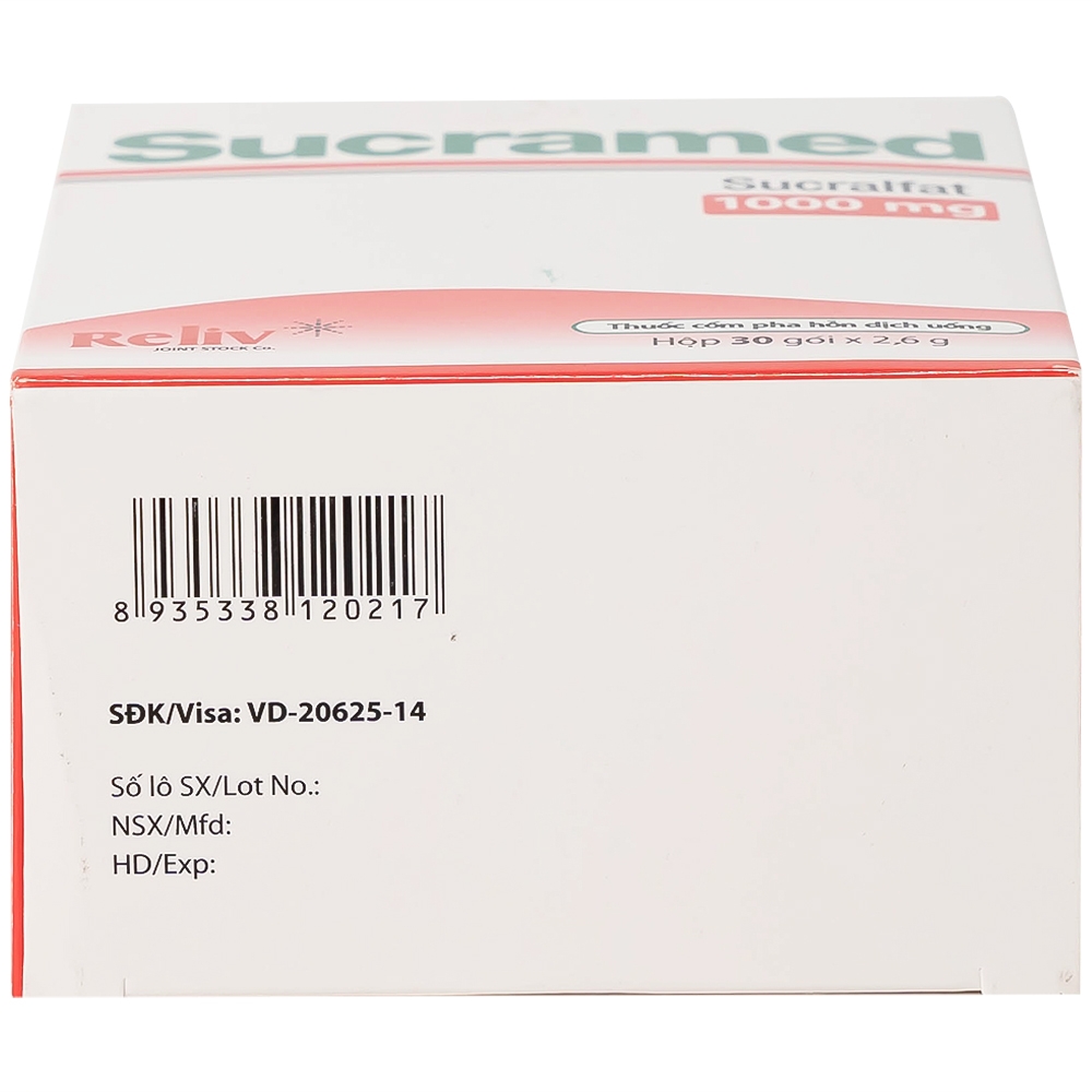 Hình ảnh Thuốc cốm pha hỗn dịch uống Sucramed Sucralfat 1000mg Reliv điều trị loét dạ dày và tá tràng (30 gói)