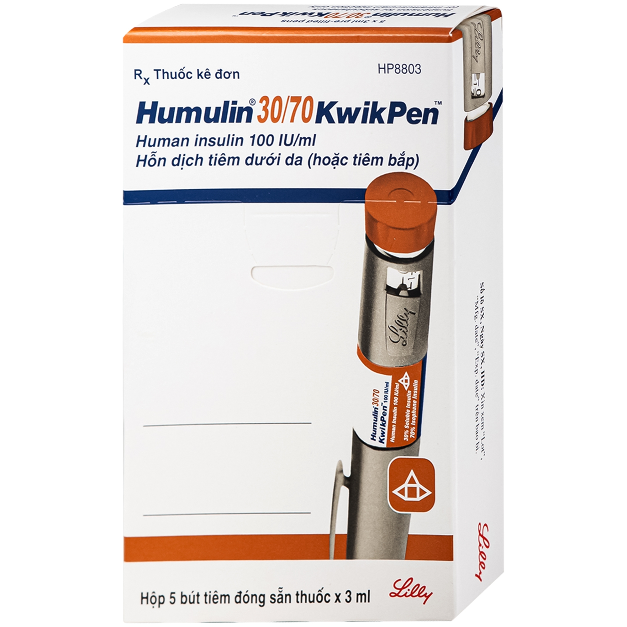 Hình ảnh Thuốc tiêm Humulin 30/70 Kwikpen Lilly điều trị bệnh đái tháo đường (5 cây x 3ml)