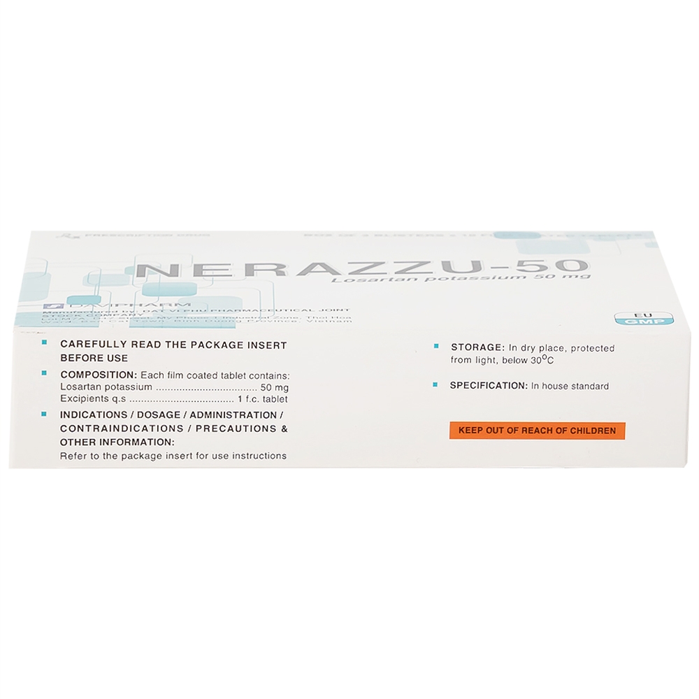 Hình ảnh Thuốc Nerazzu 50 Davipharm điều trị tăng huyết áp (3 vỉ x 10 viên)