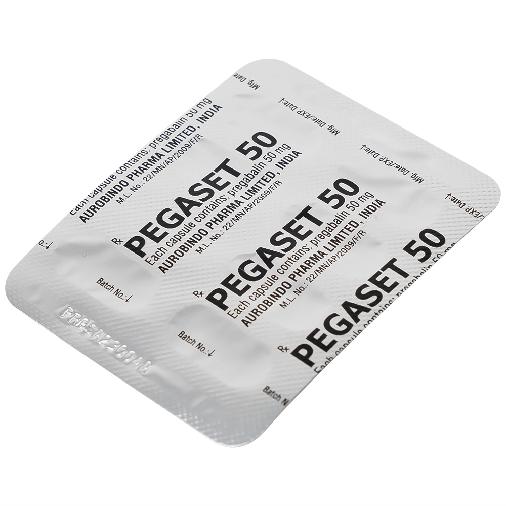 Hình ảnh Thuốc Pegaset 50 Aurobindo điều trị đau thần kinh, hỗ trợ động kinh cục bộ (4 vỉ x 7 viên)