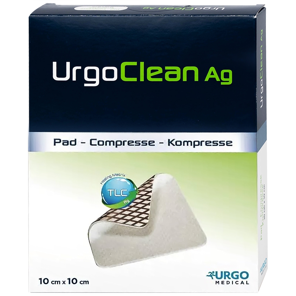 Hình ảnh Gạc kháng khuẩn chống dính UrgoClean Ag 10cm x 10cm Urgo làm sạch vết thương mạn tính (10 miếng)