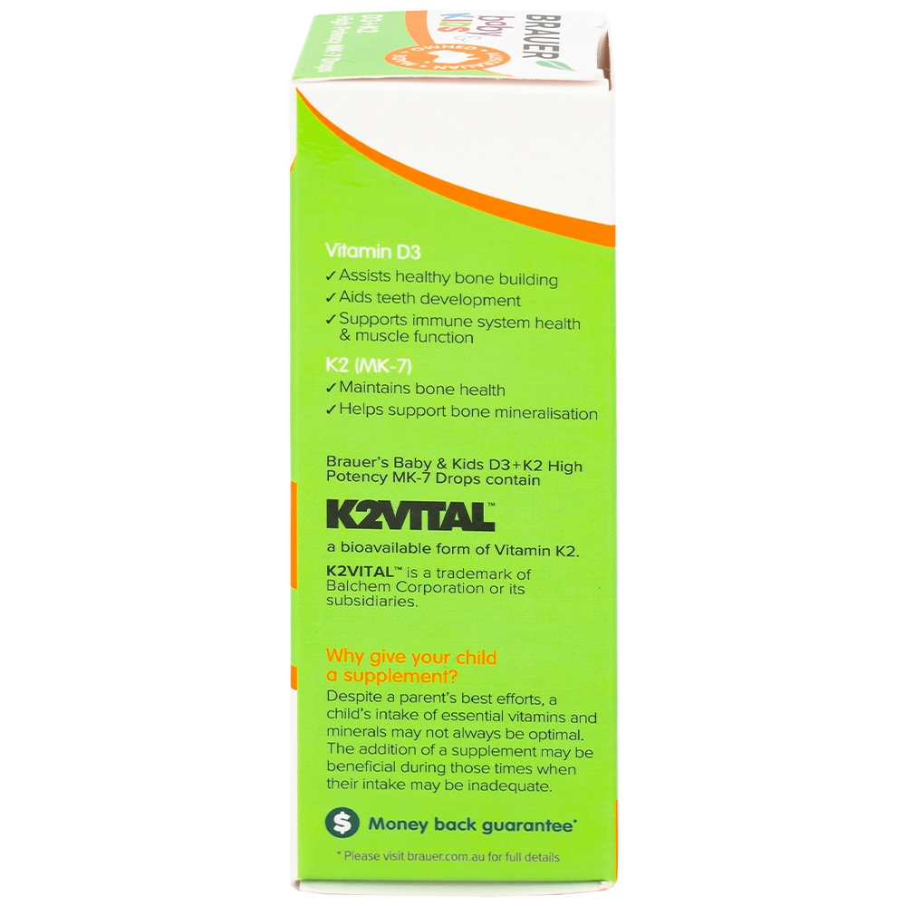 Hình ảnh Siro Brauer Baby Kids D3+k2 High Potency MK-7 Drops 10ml bổ sung vitamin D3 và vitamin K2