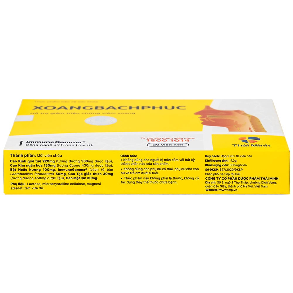 Hình ảnh Viên uống Xoang Bach Phuc Thái Minh hỗ trợ giảm triệu chứng viêm xoang (2 vỉ x 10 viên)