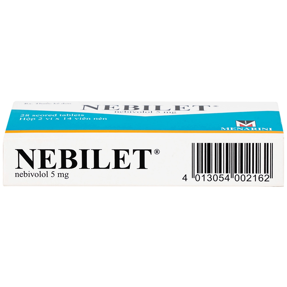 Hình ảnh Thuốc Nebilet Nebivolol 5mg Menarini điều trị tăng huyết áp và suy tim mạn tính (2 vỉ x 14 viên)