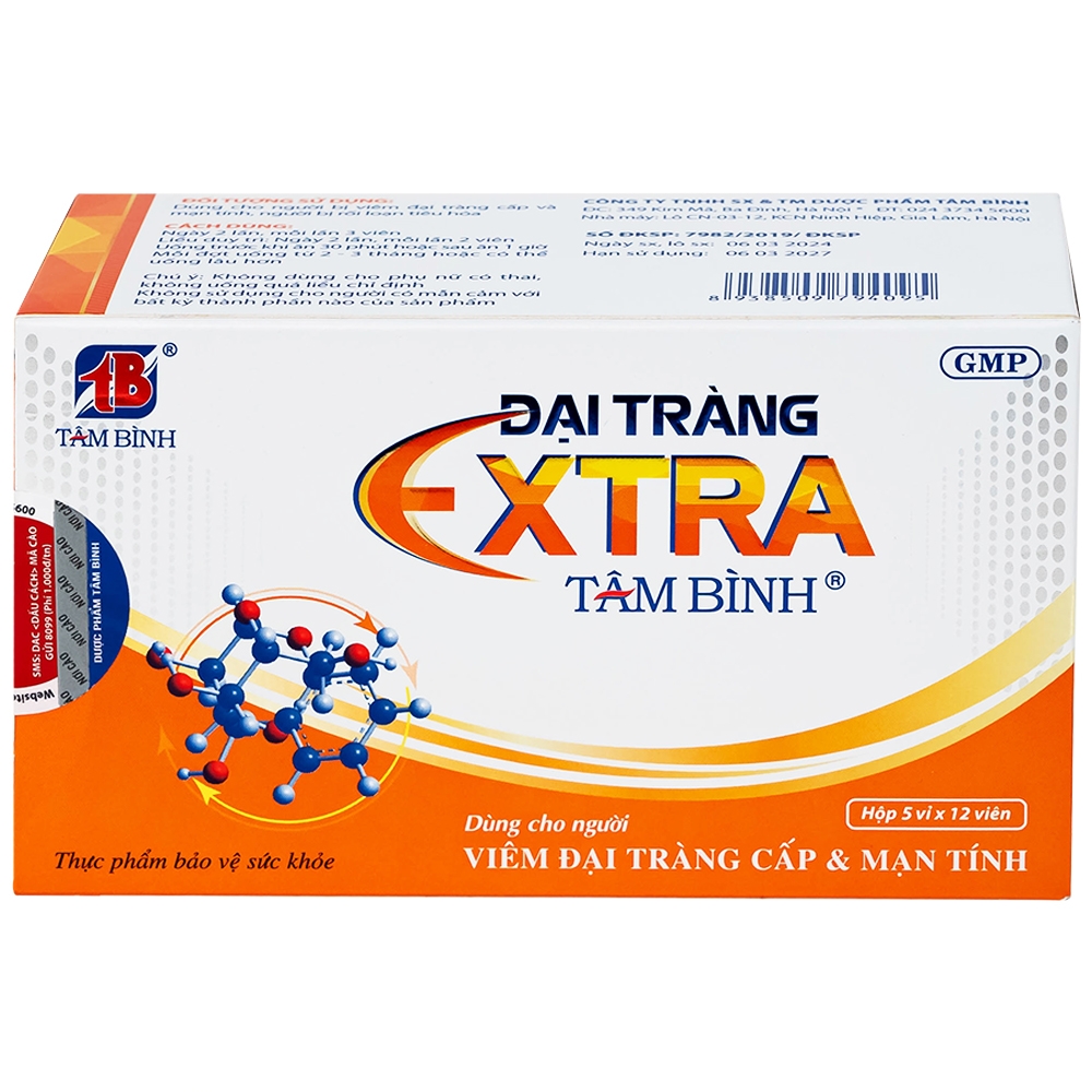 Hình ảnh Đại tràng Extra Tâm Bình hỗ trợ giảm các triệu chứng viêm đại tràng, đại tràng co thắt (5 vỉ x 12 viên)