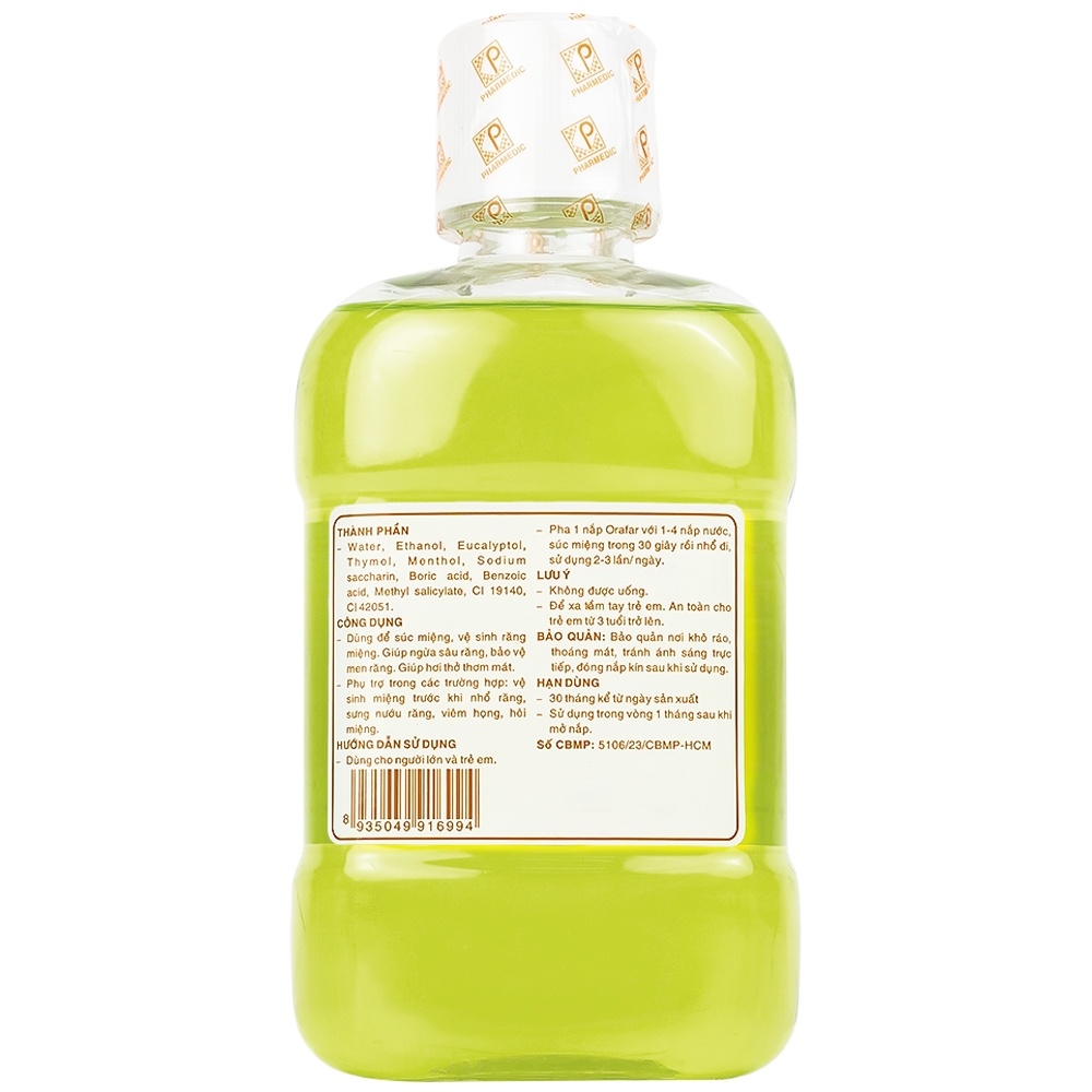 Hình ảnh Nước súc miệng kháng khuẩn Pharmedic Orafar 250ml ngừa sâu răng, bảo vệ men răng
