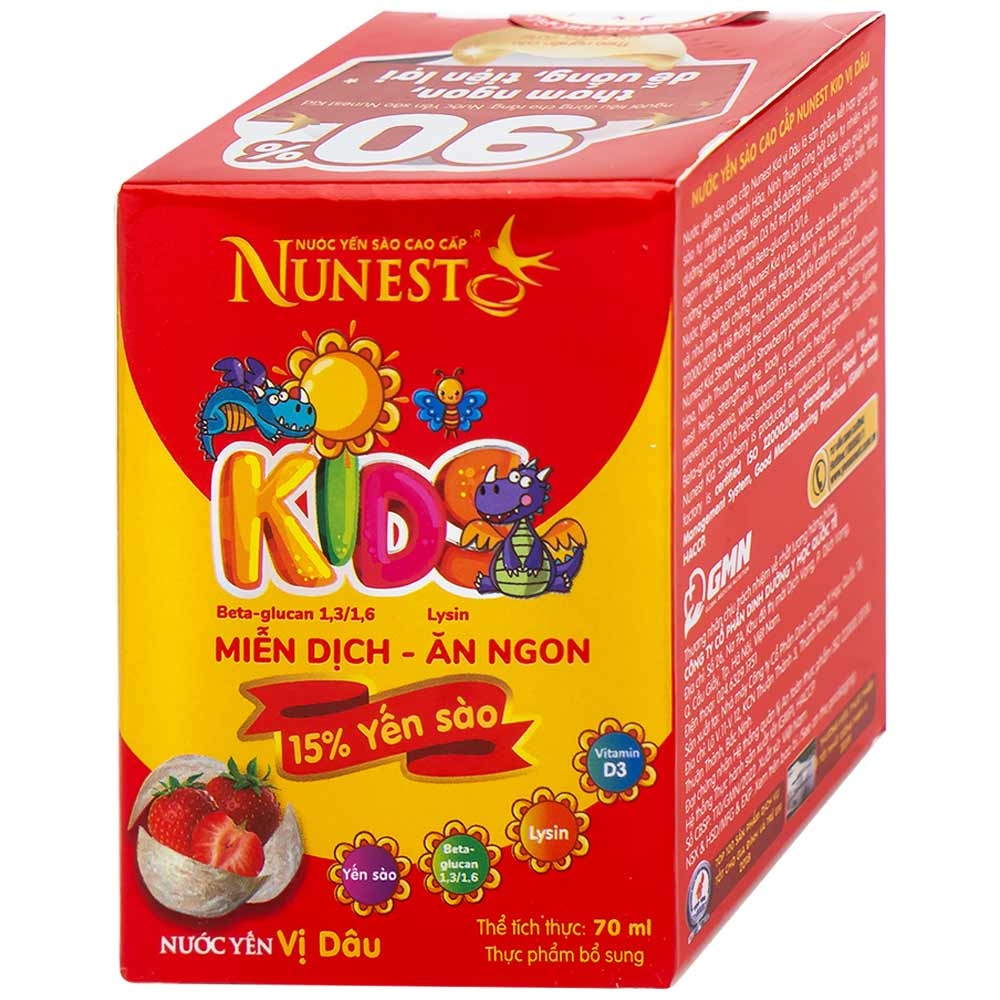 Hình ảnh Nước Yến Sào Cao Cấp Nunest Kids vị dâu tăng cường sức khoẻ, ăn ngon (4 hũ x 70ml)