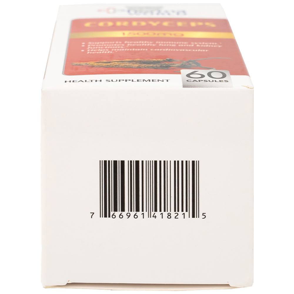 Hình ảnh Viên uống Đông Trùng Hạ Thảo Pharma World Cordyceps 1500mg hỗ trợ tốt cho phổi và thận (60 viên)