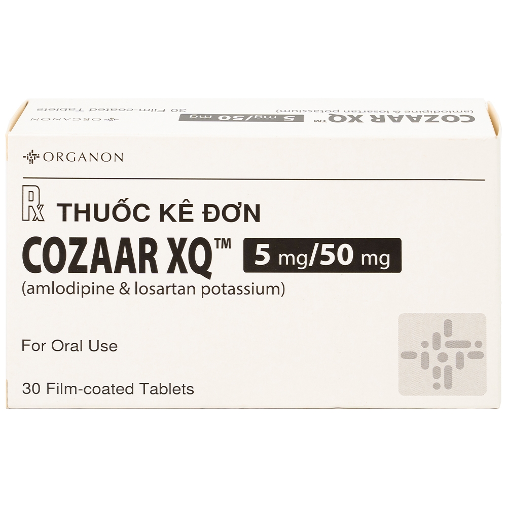 Hình ảnh Thuốc Cozaar XQ 5/50mg Organon điều trị cao huyết áp vô căn (3 vỉ x 10 viên)