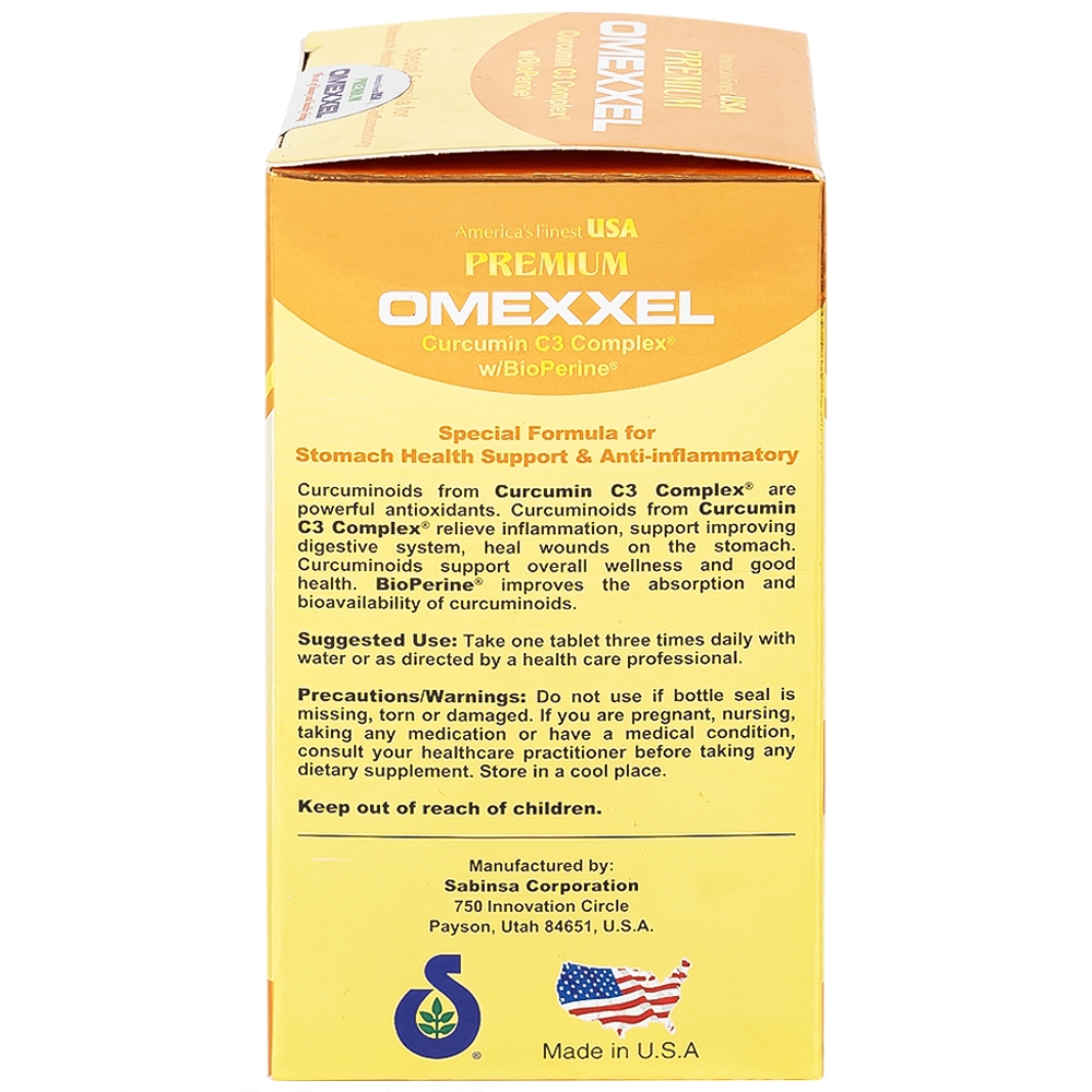 Hình ảnh Viên uống Premium Omexxel Curcumin C3 Complex W/Bioperine hỗ trợ cải thiện tiêu hóa (60 viên)