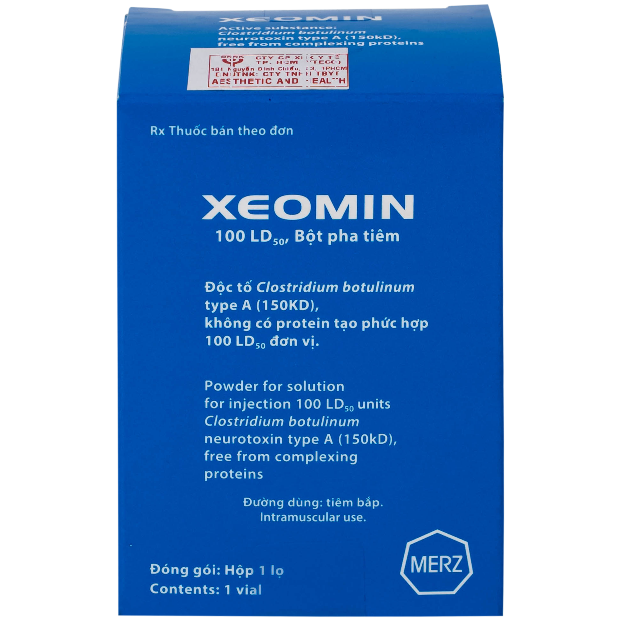 Hình ảnh Thuốc Xeomin 100 Units Merz điều trị loạn trương lực cơ cổ, co thắt mi, co cứng sau đột quỵ chi trên