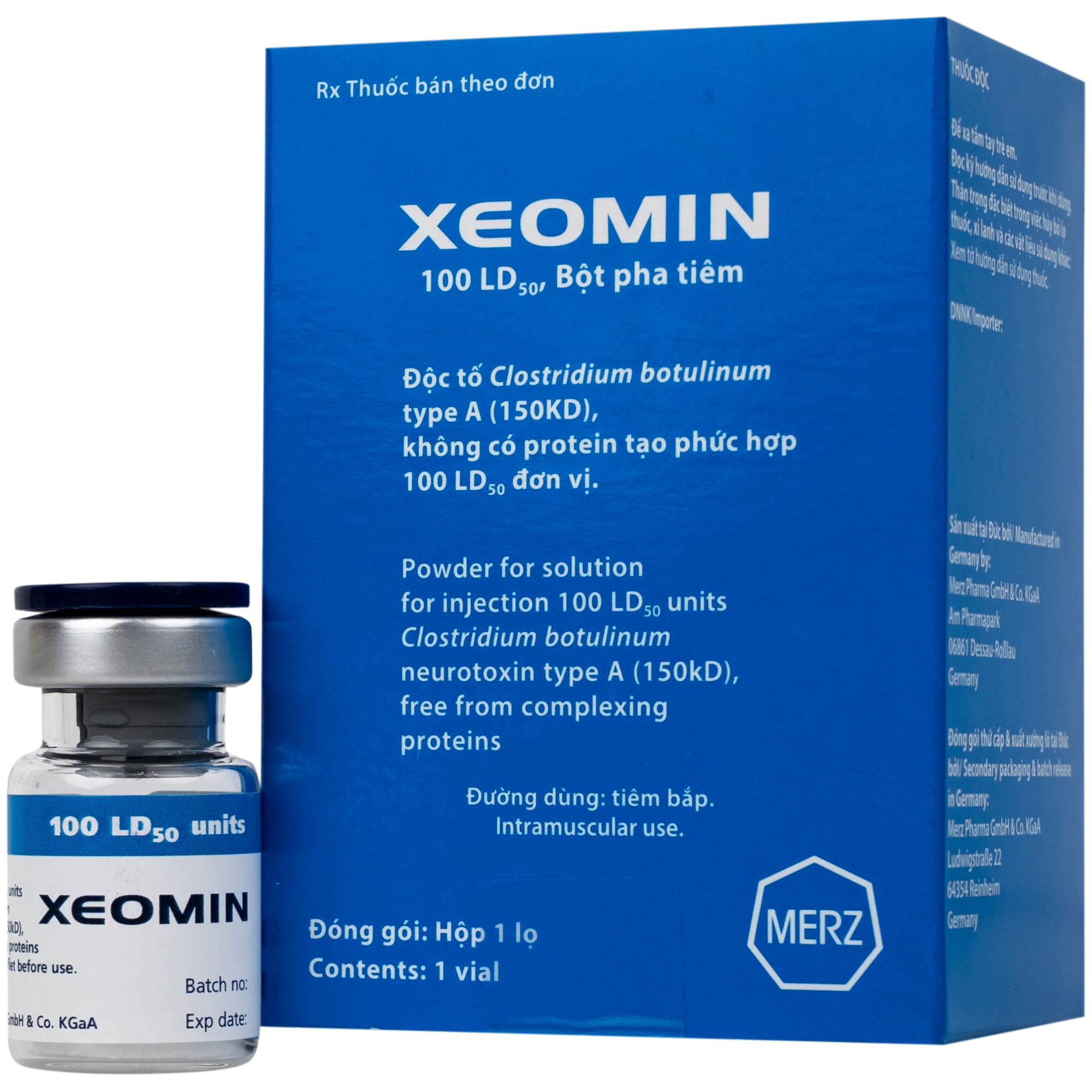 Hình ảnh Thuốc Xeomin 100 Units Merz điều trị loạn trương lực cơ cổ, co thắt mi, co cứng sau đột quỵ chi trên