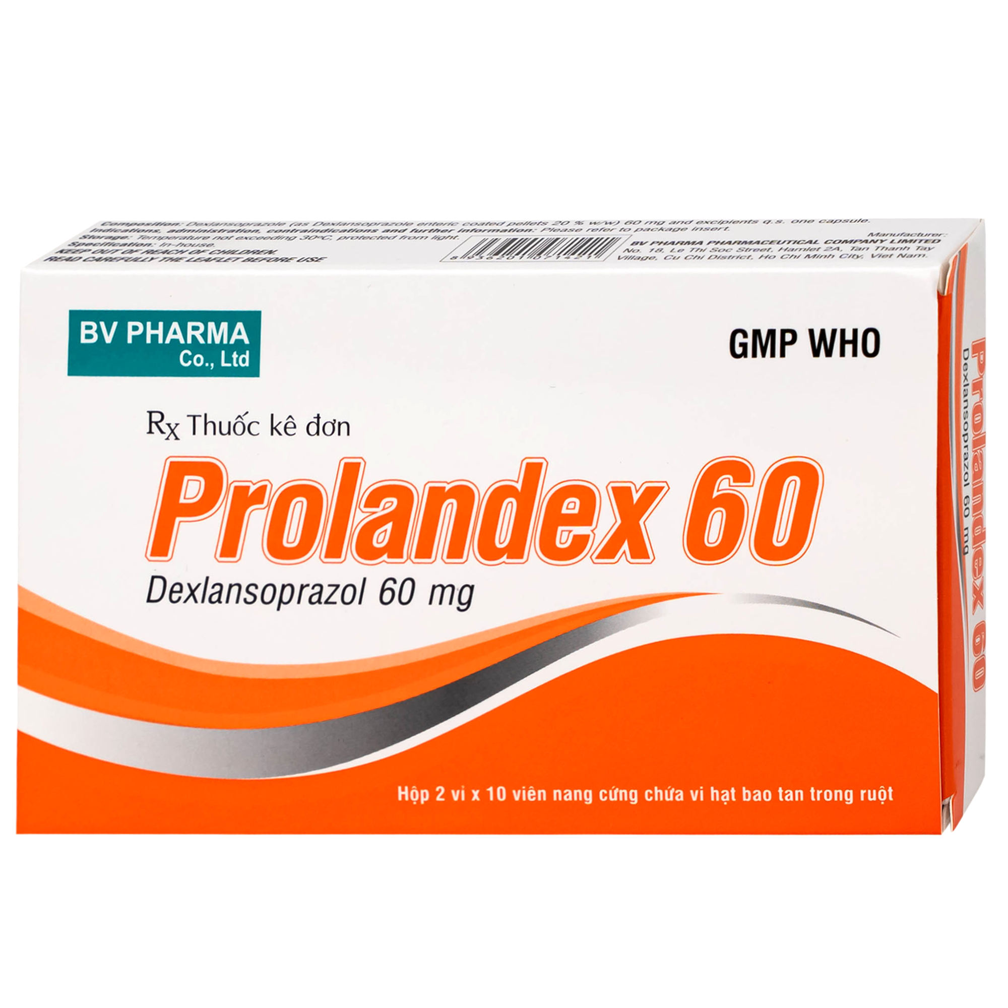 Hình ảnh Thuốc Prolandex 60mg BV pharma điều trị ợ nóng liên quan bệnh trào ngược dạ dày - thực quản (2 vỉ x 10 viên)