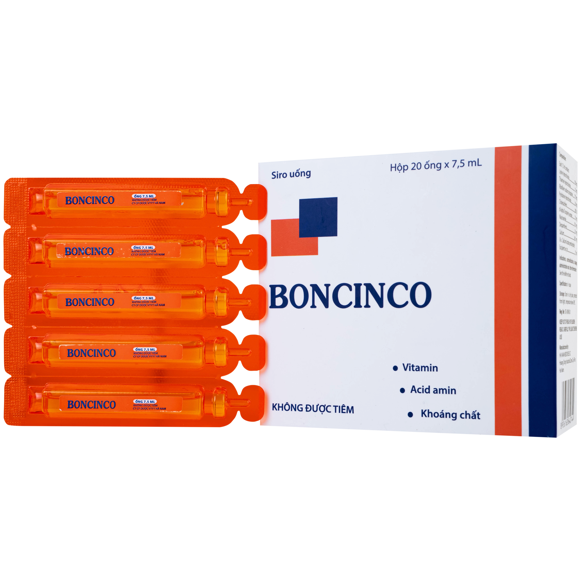 Hình ảnh Thuốc Boncinco Hà Nam giúp bổ sung các vitamin và acid amin thiết yếu (20 ống x 7.5ml)