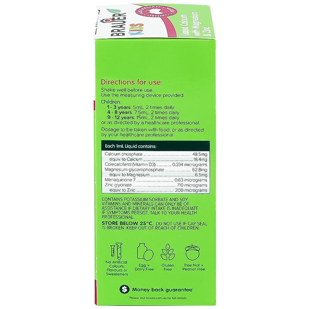 Hình ảnh Siro Brauer Baby Kids Liquid Calcium With Magnesium And Zinc 200ml hỗ trợ xương, răng chắc khỏe