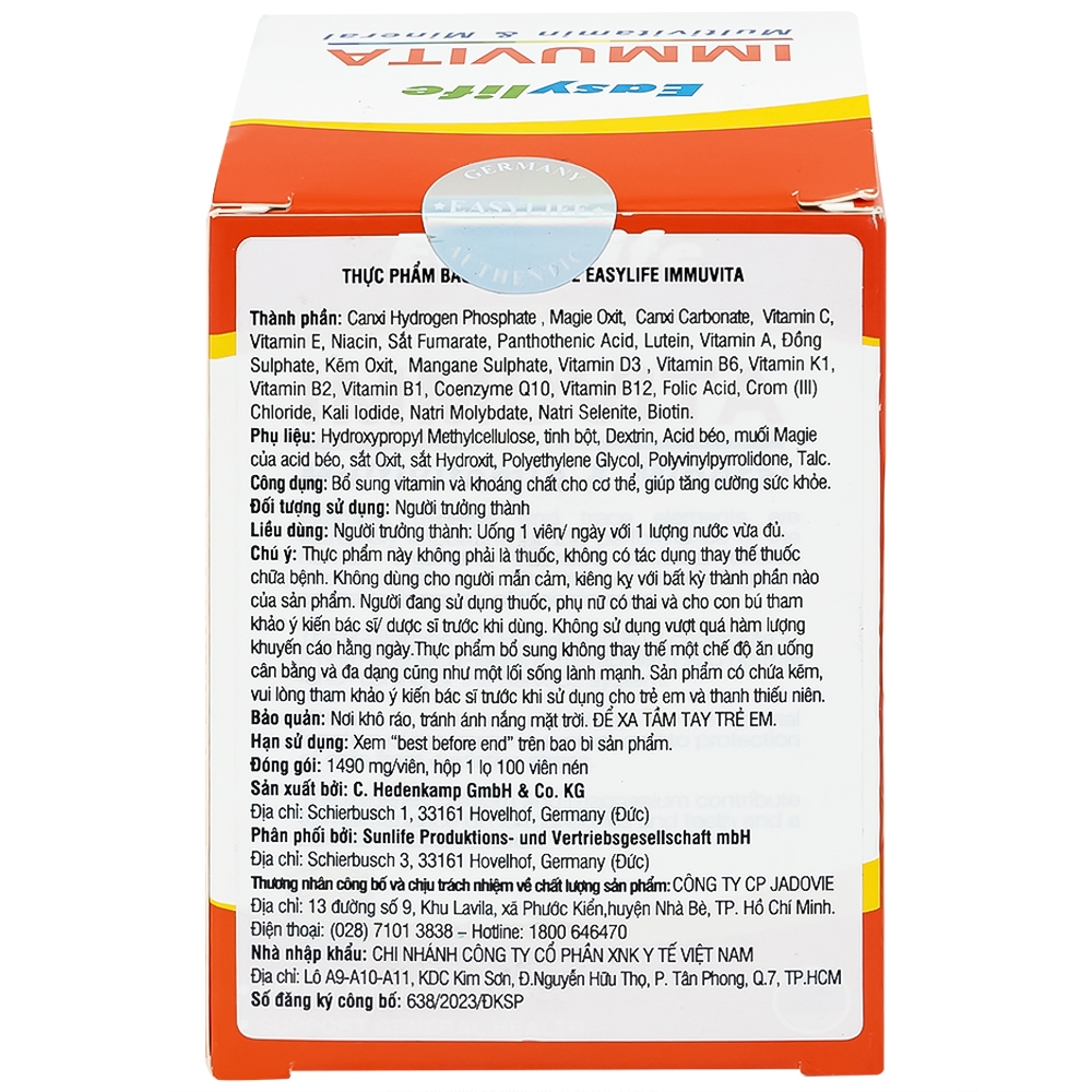 Hình ảnh Viên uống Immuvita Easylife bổ sung vitamin và khoáng chất cho cơ thể, tăng sức khỏe (100 viên)