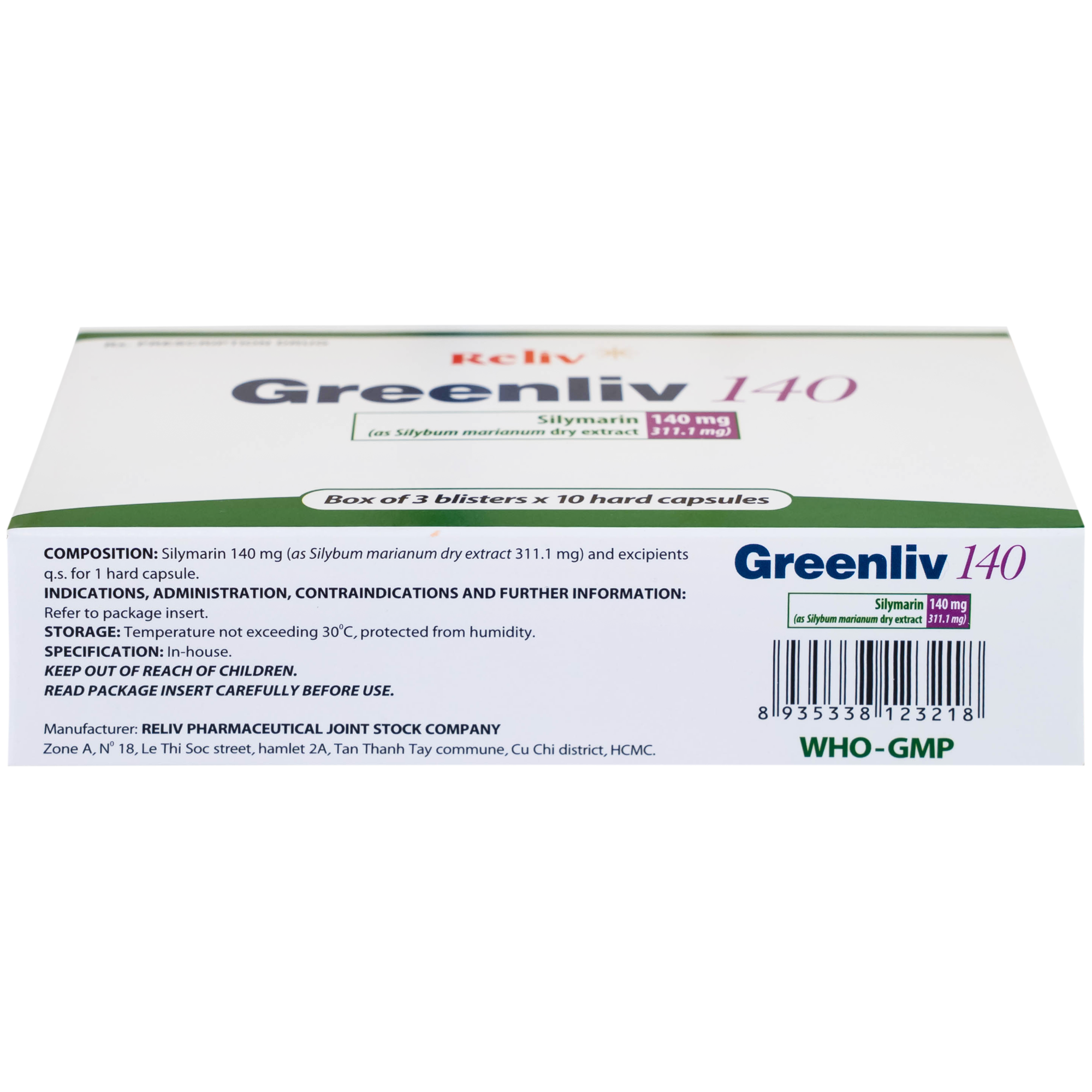 Hình ảnh Thuốc Greenliv 140mg Reliv điều trị rối loạn tiêu hóa trong các bệnh về gan, viêm gan cấp và mãn tính (3 vỉ x 10 viên)