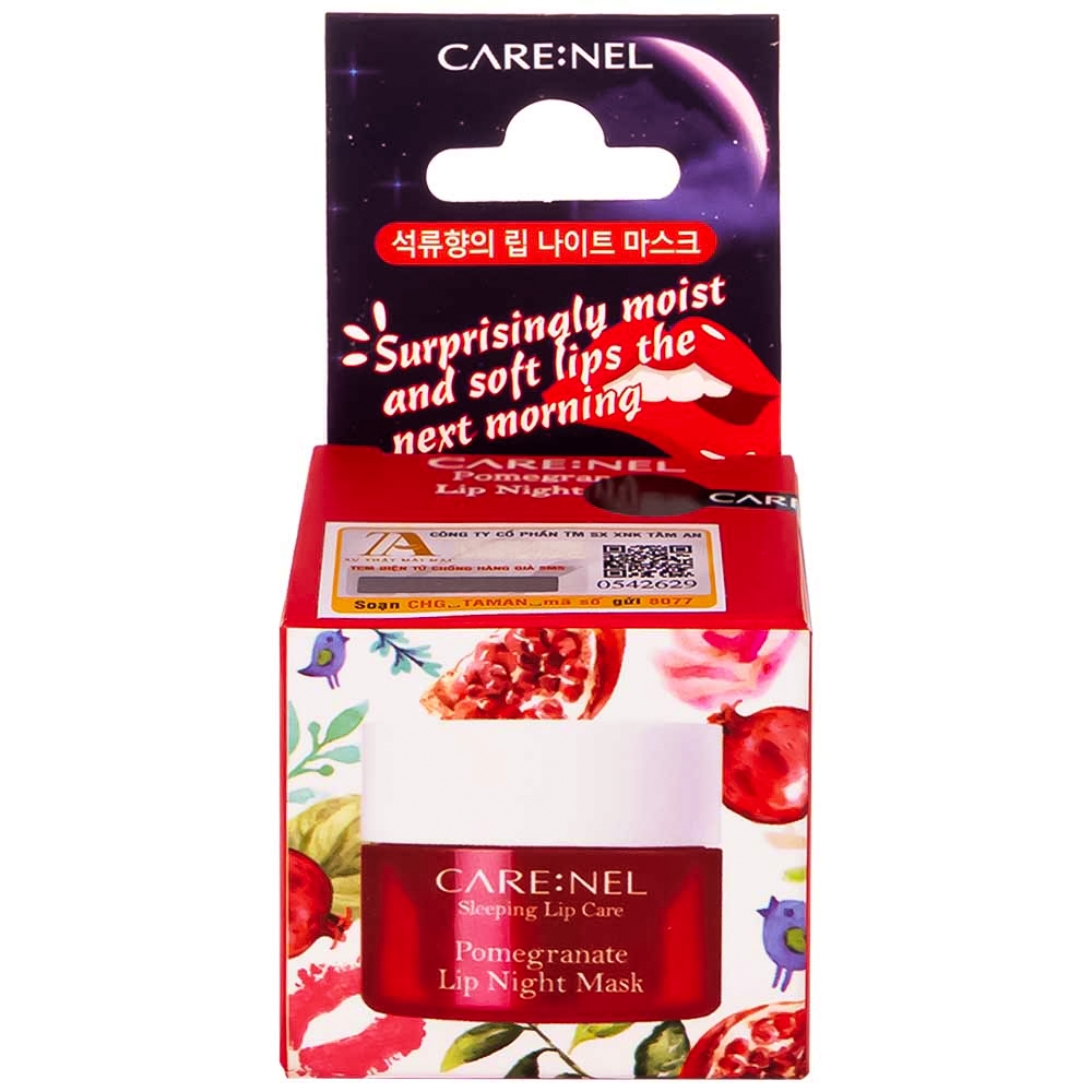 Hình ảnh Mặt nạ ngủ môi Care:Nel Sleeping Lip Care Pomegranate hương lựu dưỡng ấm, mờ thâm môi, ngừa nứt nẻ môi (5g)