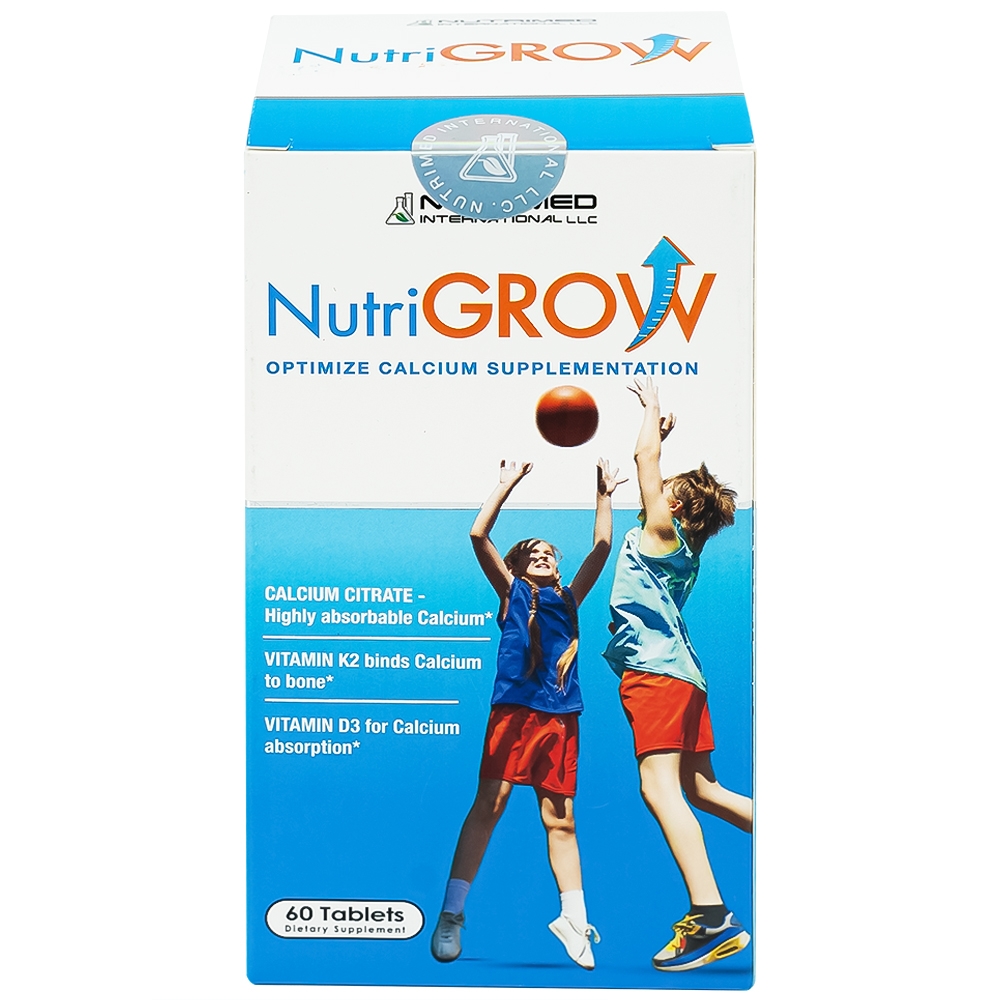 Hình ảnh Viên uống NutriGrow Nutrimed bổ sung canxi, vitamin D3, vitamin K2, hấp thu canxi (60 viên)