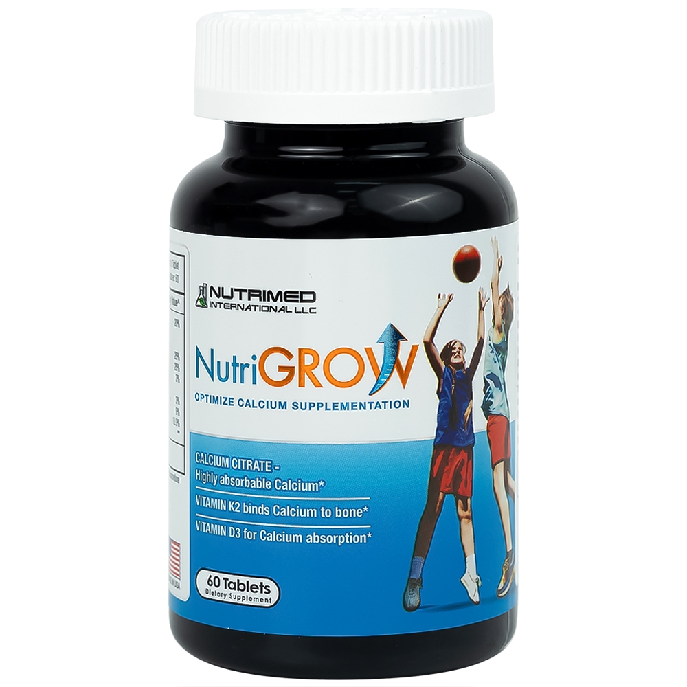 Hình ảnh Viên uống NutriGrow Nutrimed bổ sung canxi, vitamin D3, vitamin K2, hấp thu canxi (60 viên)