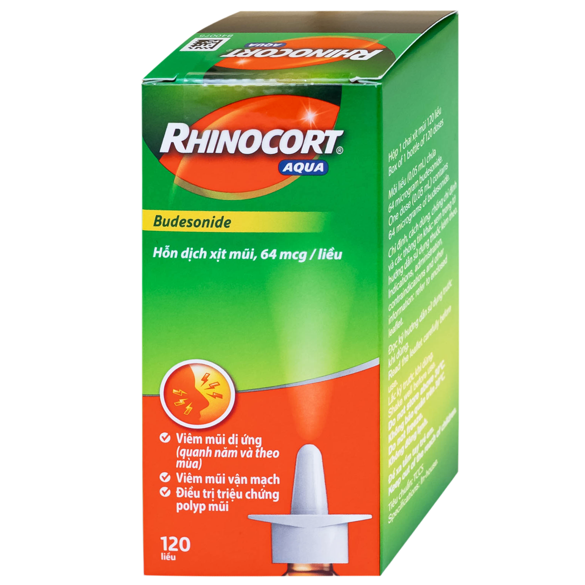 Hình ảnh Thuốc Rhinocort Aqua 64mcg McNeil điều trị trong các trường hợp viêm mũi dị ứng quanh năm và viêm mũi dị ứng theo mùa (120 liều)
