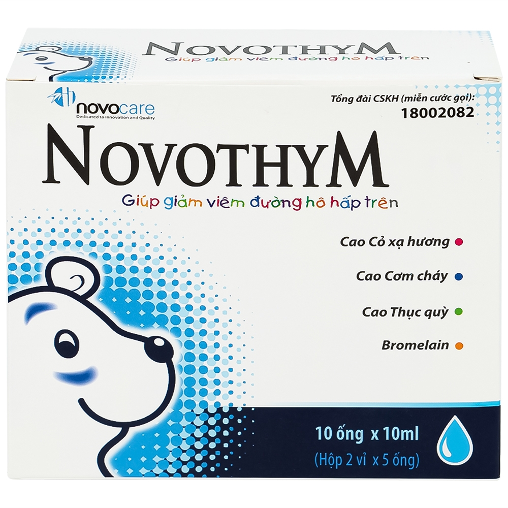 Hình ảnh Dung dịch uống Novothym Novocare tăng sức đề kháng, giảm cảm cúm, viêm họng (2 vỉ x 5 ống)