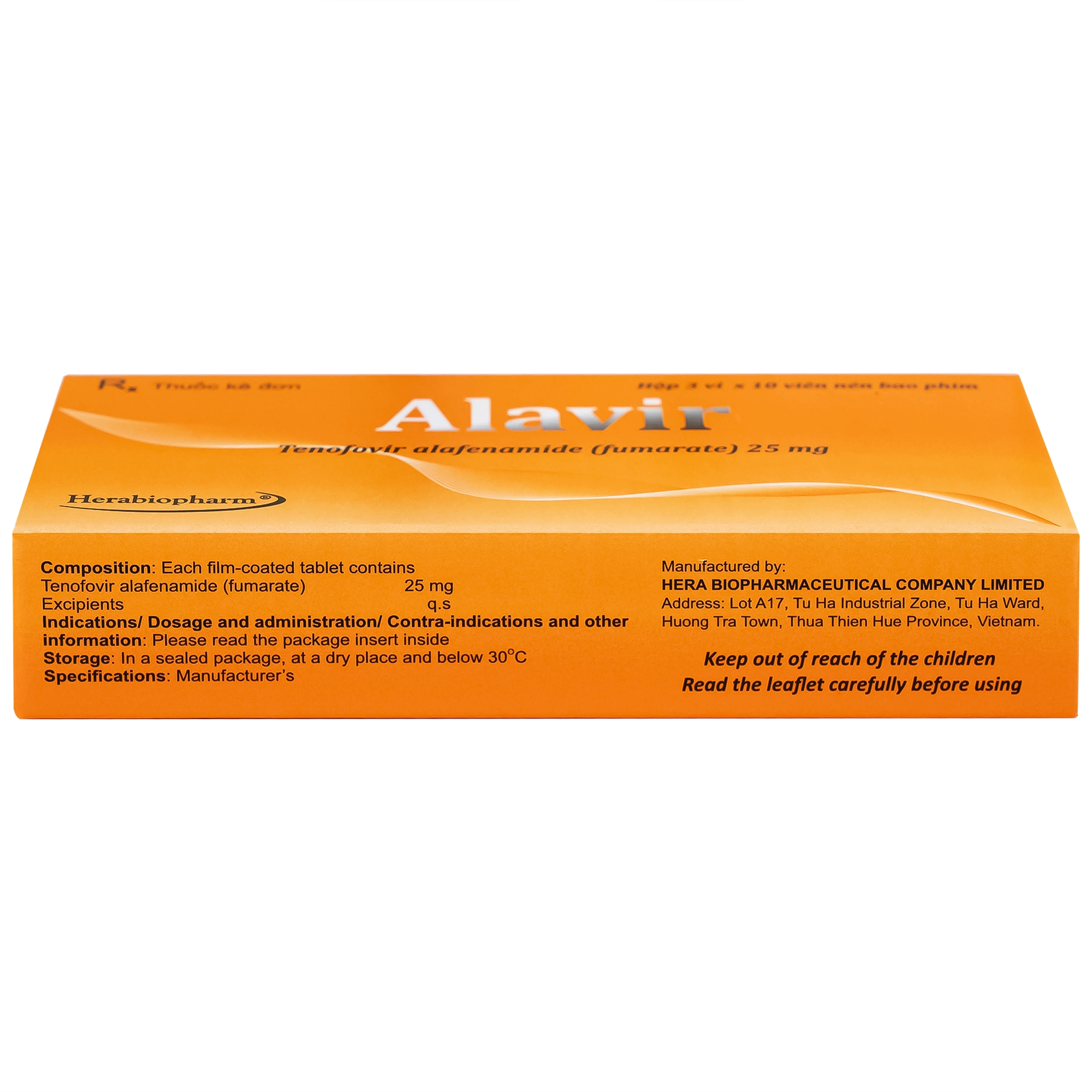 Hình ảnh Thuốc Alavir Tenofovir alafenamide (Fumarate) 25mg Herabiopharm điều trị bệnh viêm gan B mạn tính (30 vỉ x 10 viên)