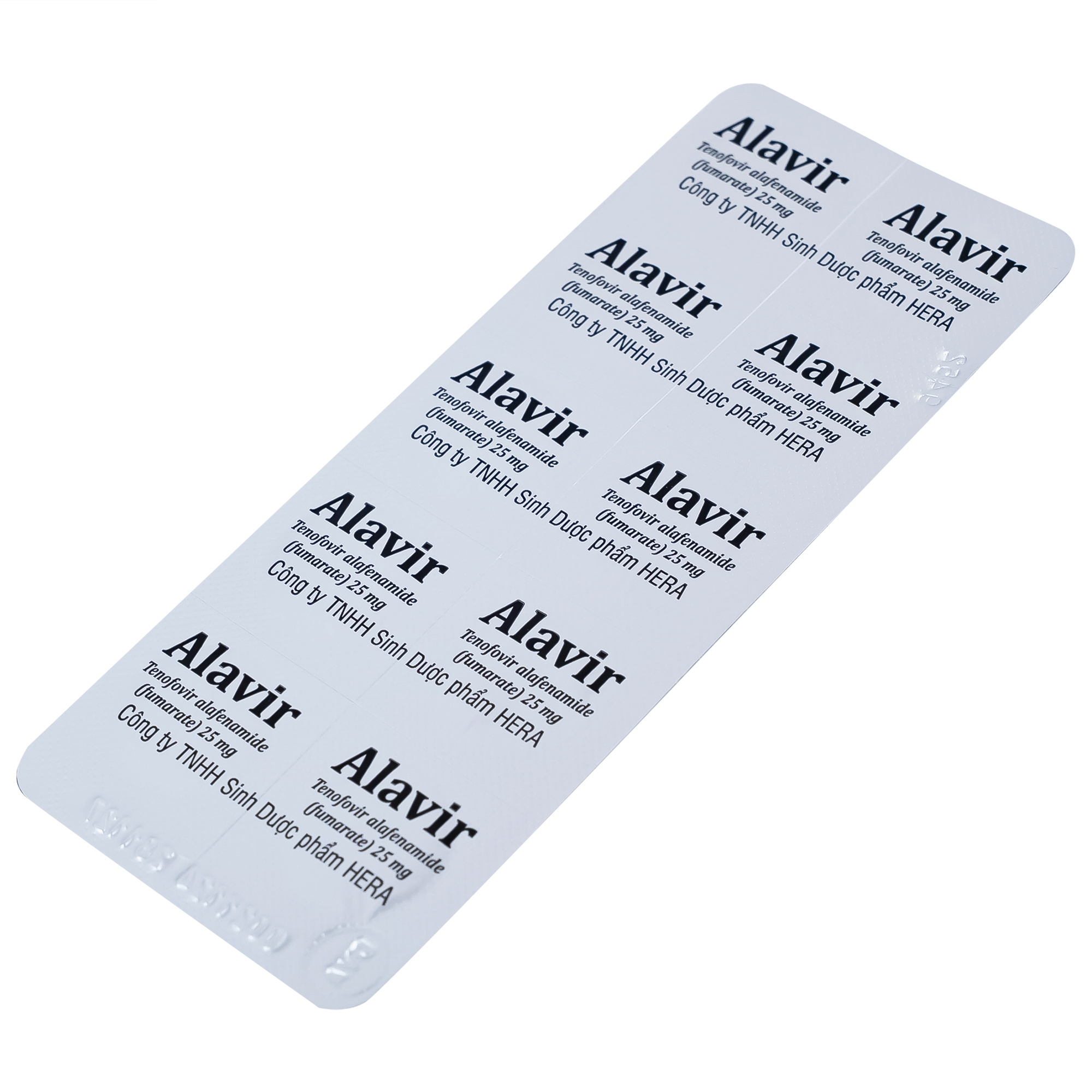 Hình ảnh Thuốc Alavir Tenofovir alafenamide (Fumarate) 25mg Herabiopharm điều trị bệnh viêm gan B mạn tính (30 vỉ x 10 viên)
