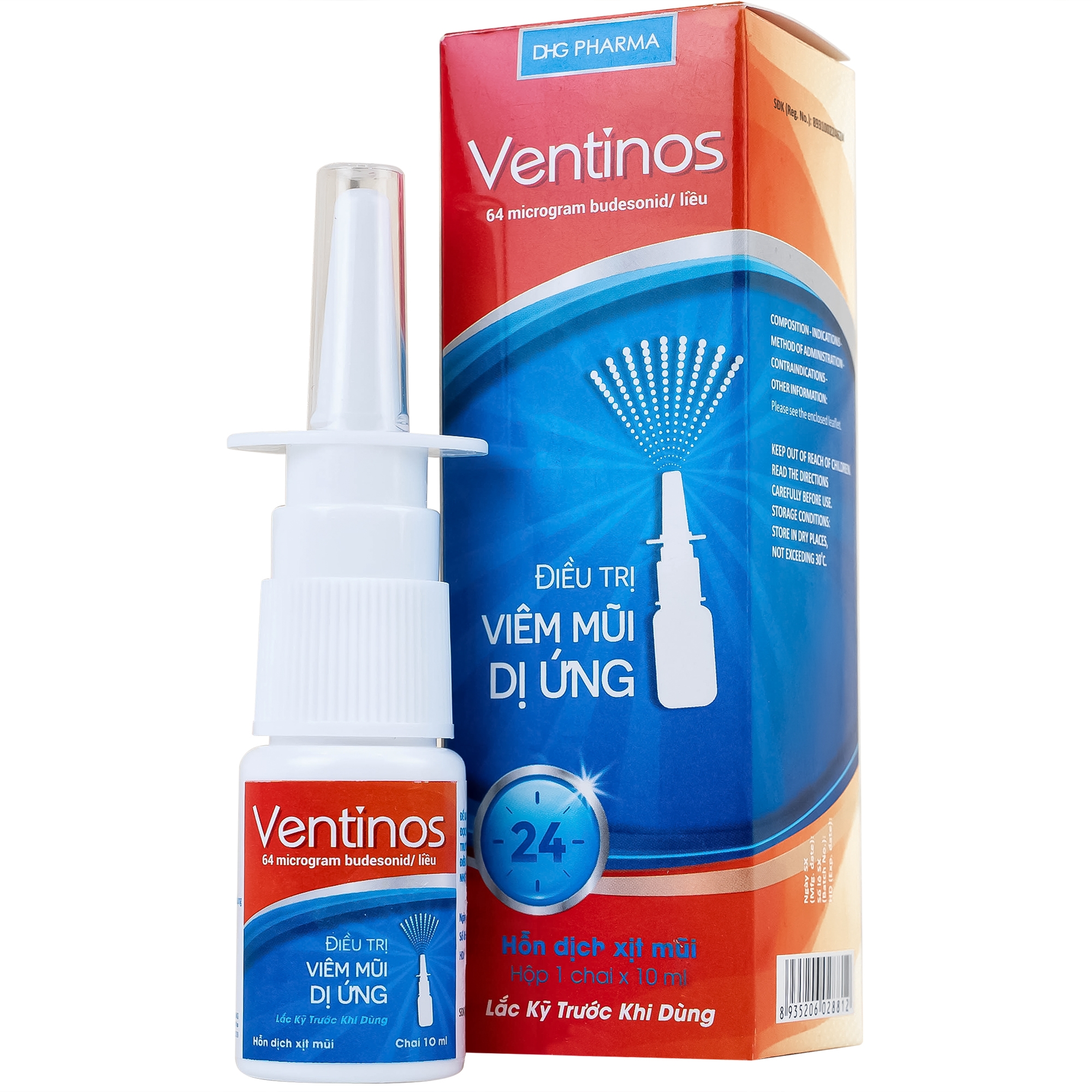Hình ảnh Thuốc Ventinos 64mcg DHG điều trị và phòng ngừa các dấu hiệu và triệu chứng của viêm mũi dị ứng (10ml)