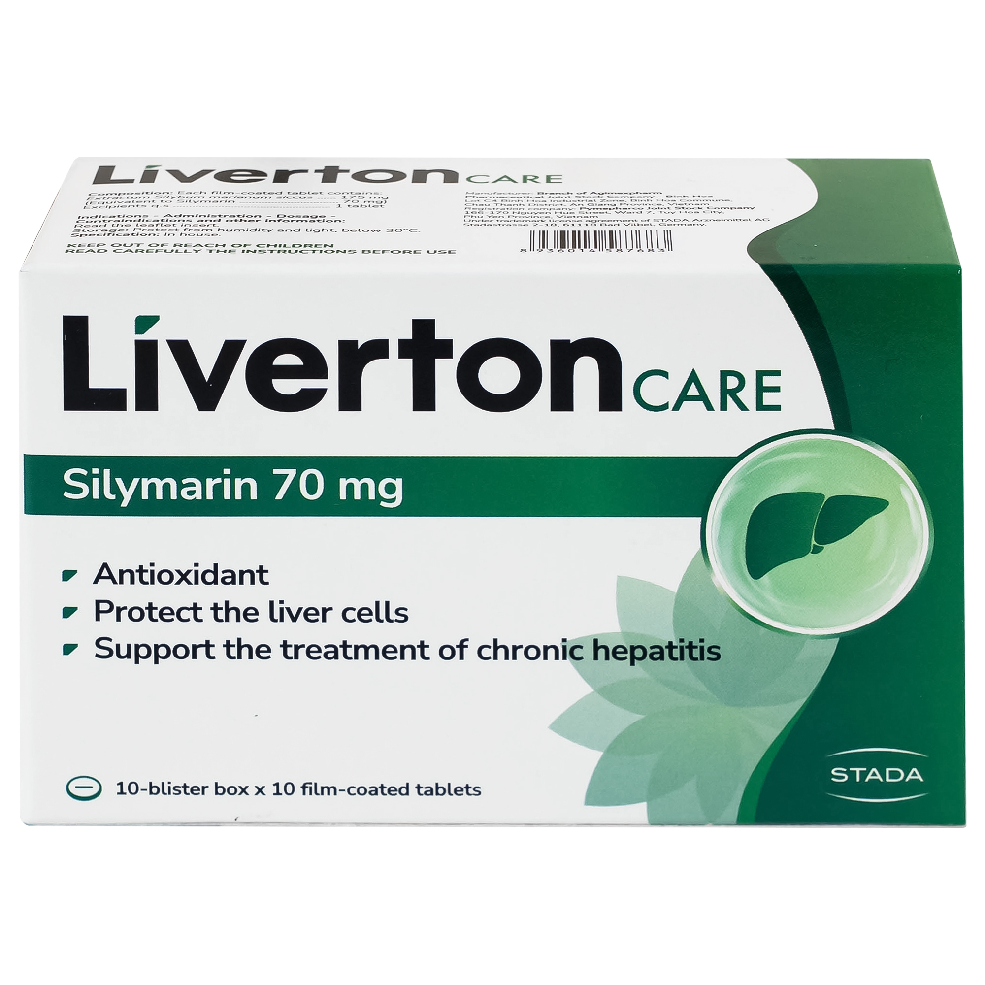 Hình ảnh Thuốc Liverton Care 70mg Stada hỗ trợ điều trị viêm gan mạn tính, có tác dụng lợi mật (10 vỉ x 10 viên)