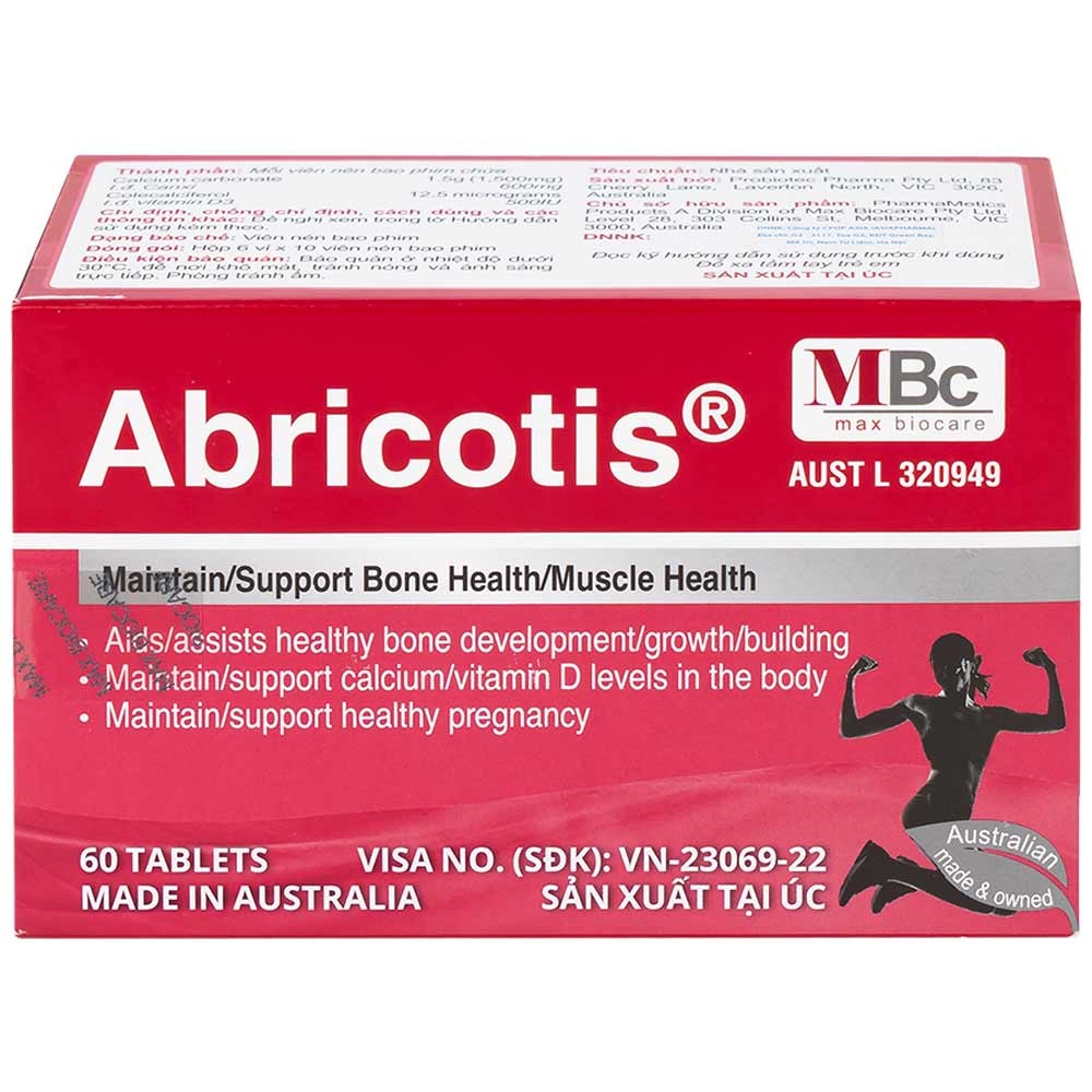 Hình ảnh Thuốc Abricotis Probiotec hỗ trợ sức khỏe xương, cơ bắp, bổ sung canxi (6 vỉ x 10 viên)