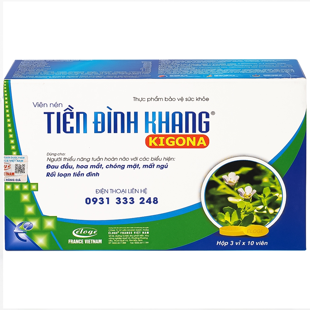 Hình ảnh Viên uống Tiền Đình Khang Kigona Eloge hỗ trợ hoạt huyết, tăng cường tuần hoàn máu não (3 vỉ x 10 viên)