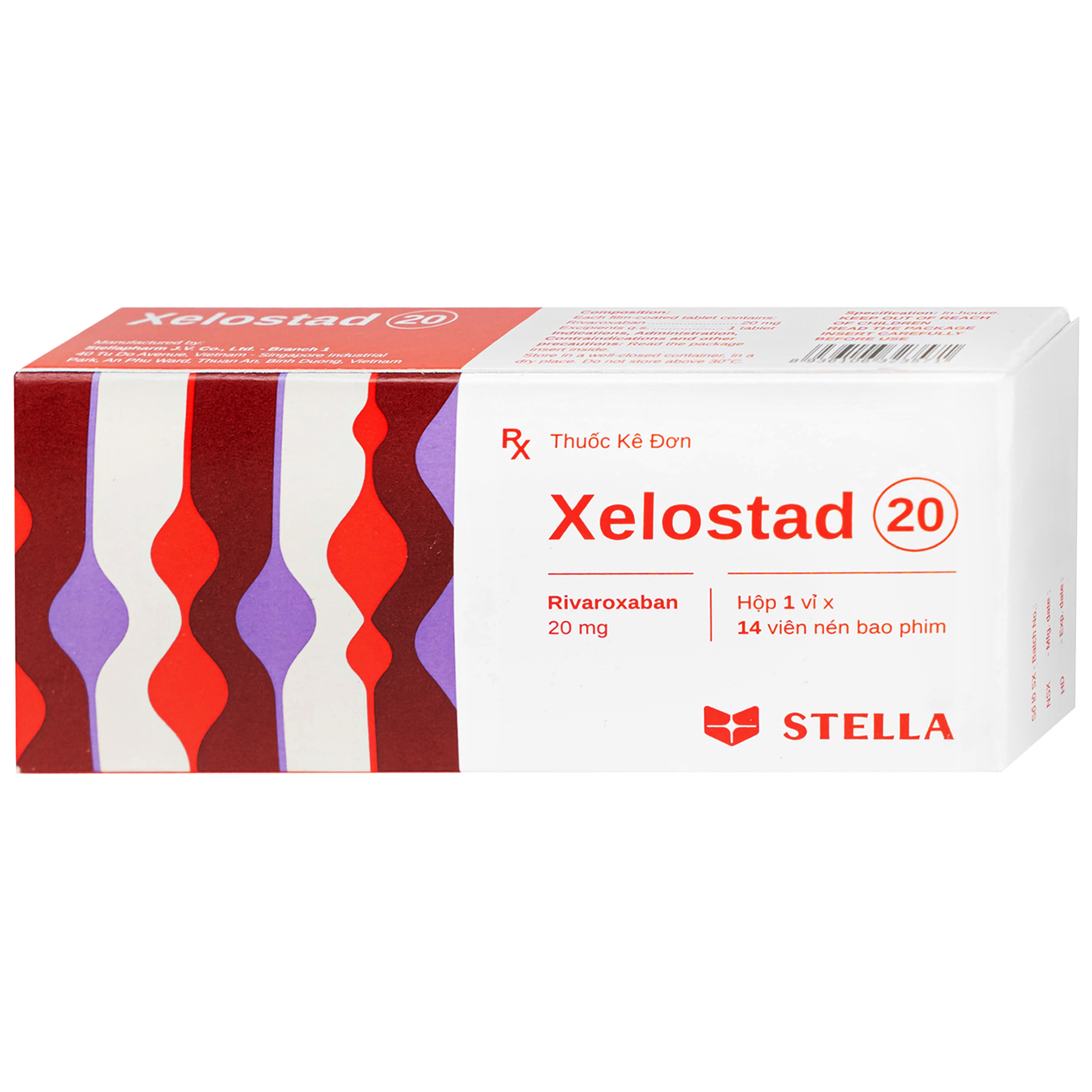 Hình ảnh Thuốc Xelostad 20mg Stella dự phòng đột quỵ, thuyên tắc mạch toàn thân ( 1 vỉ 14 viên)