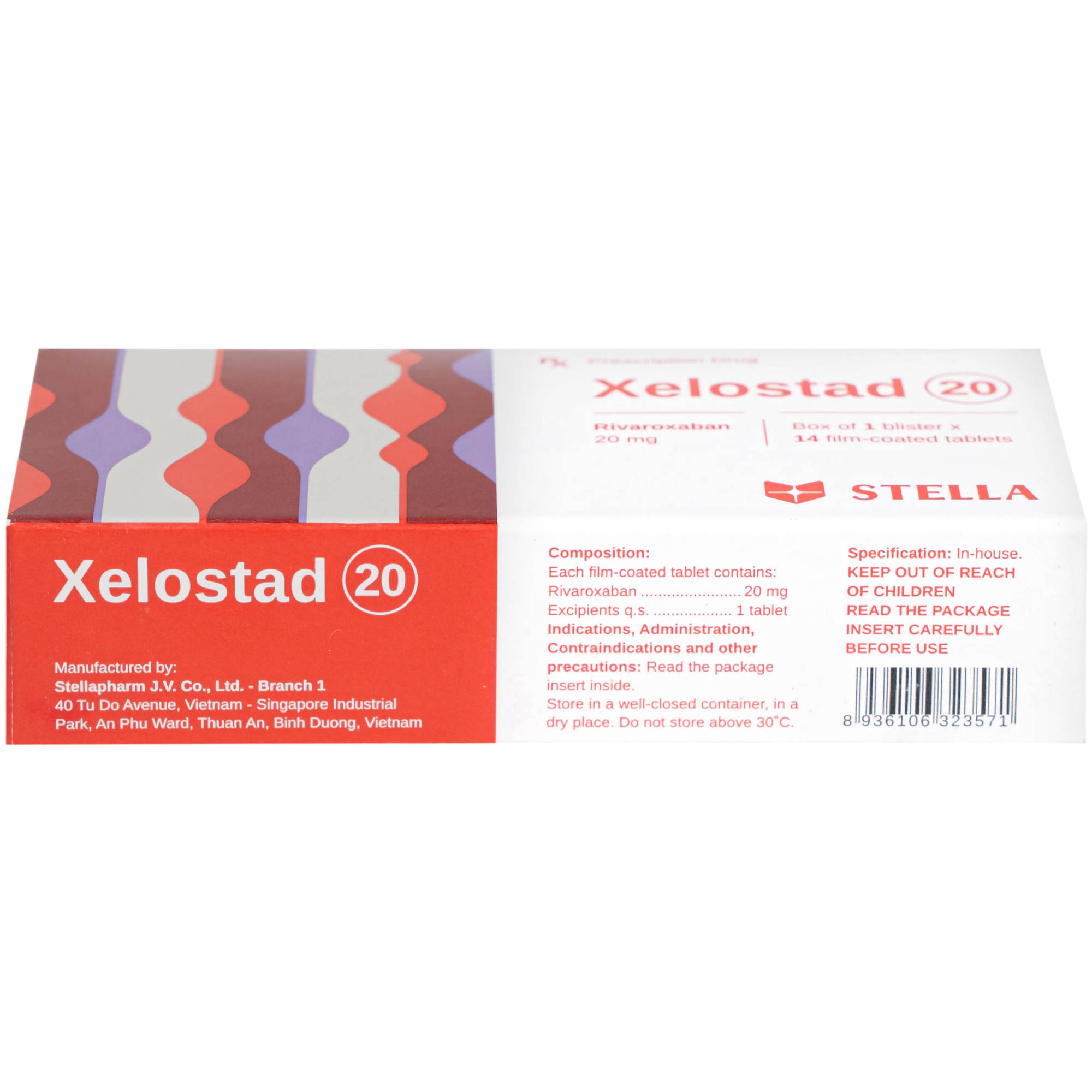 Hình ảnh Thuốc Xelostad 20mg Stella dự phòng đột quỵ, thuyên tắc mạch toàn thân ( 1 vỉ 14 viên)