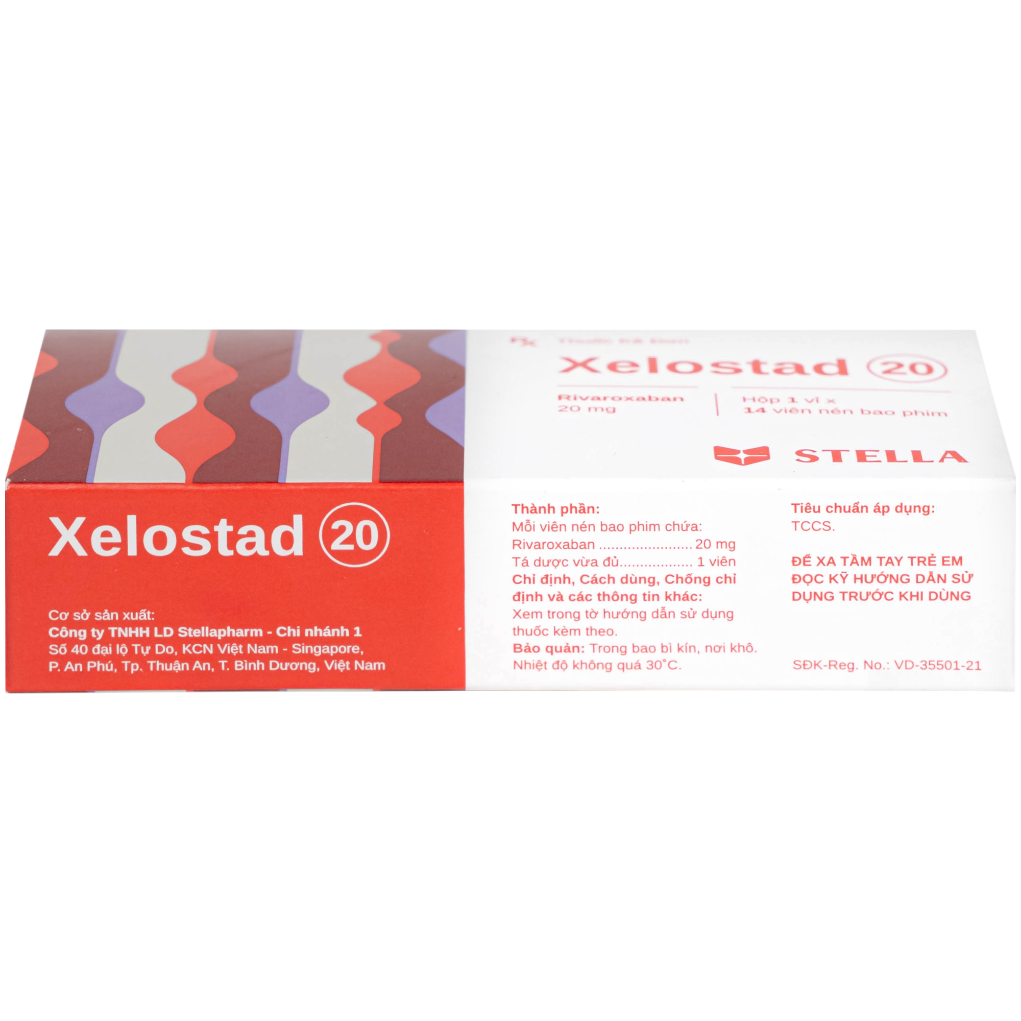 Hình ảnh Thuốc Xelostad 20mg Stella dự phòng đột quỵ, thuyên tắc mạch toàn thân ( 1 vỉ 14 viên)