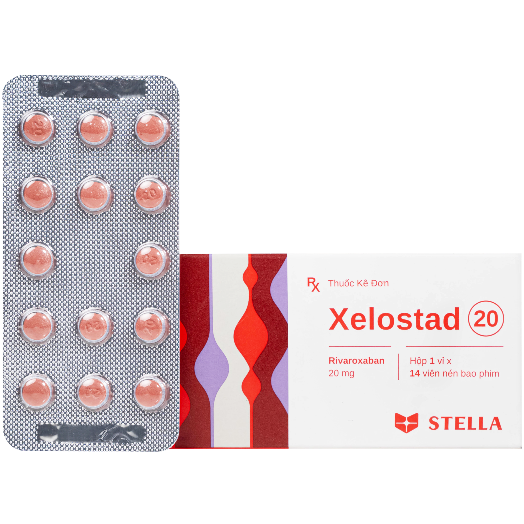 Hình ảnh Thuốc Xelostad 20mg Stella dự phòng đột quỵ, thuyên tắc mạch toàn thân ( 1 vỉ 14 viên)
